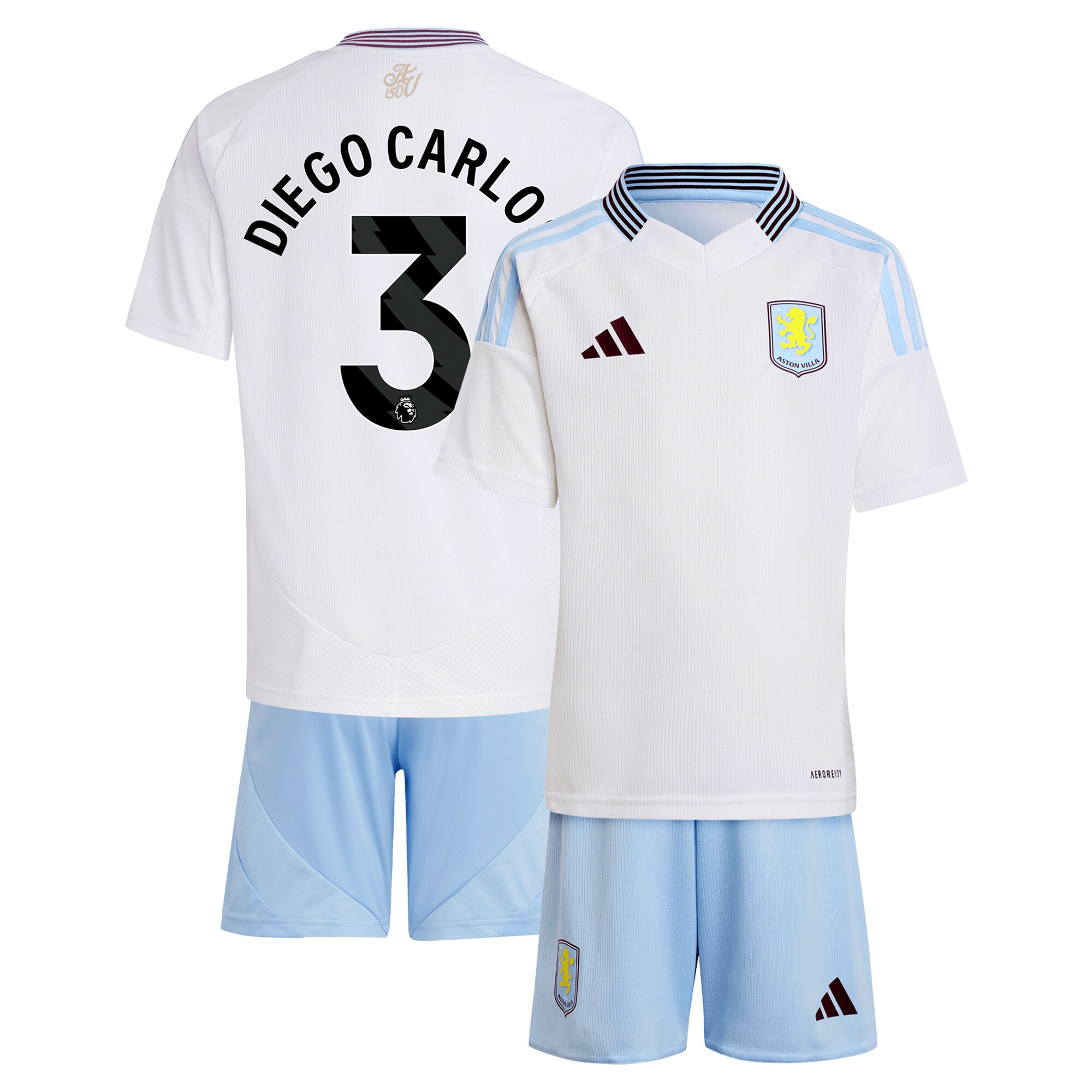aston villa adidas away mini kit 2024-25 with diego carlos 3 printing Collection | Aston Villa Shirts and Official Gear