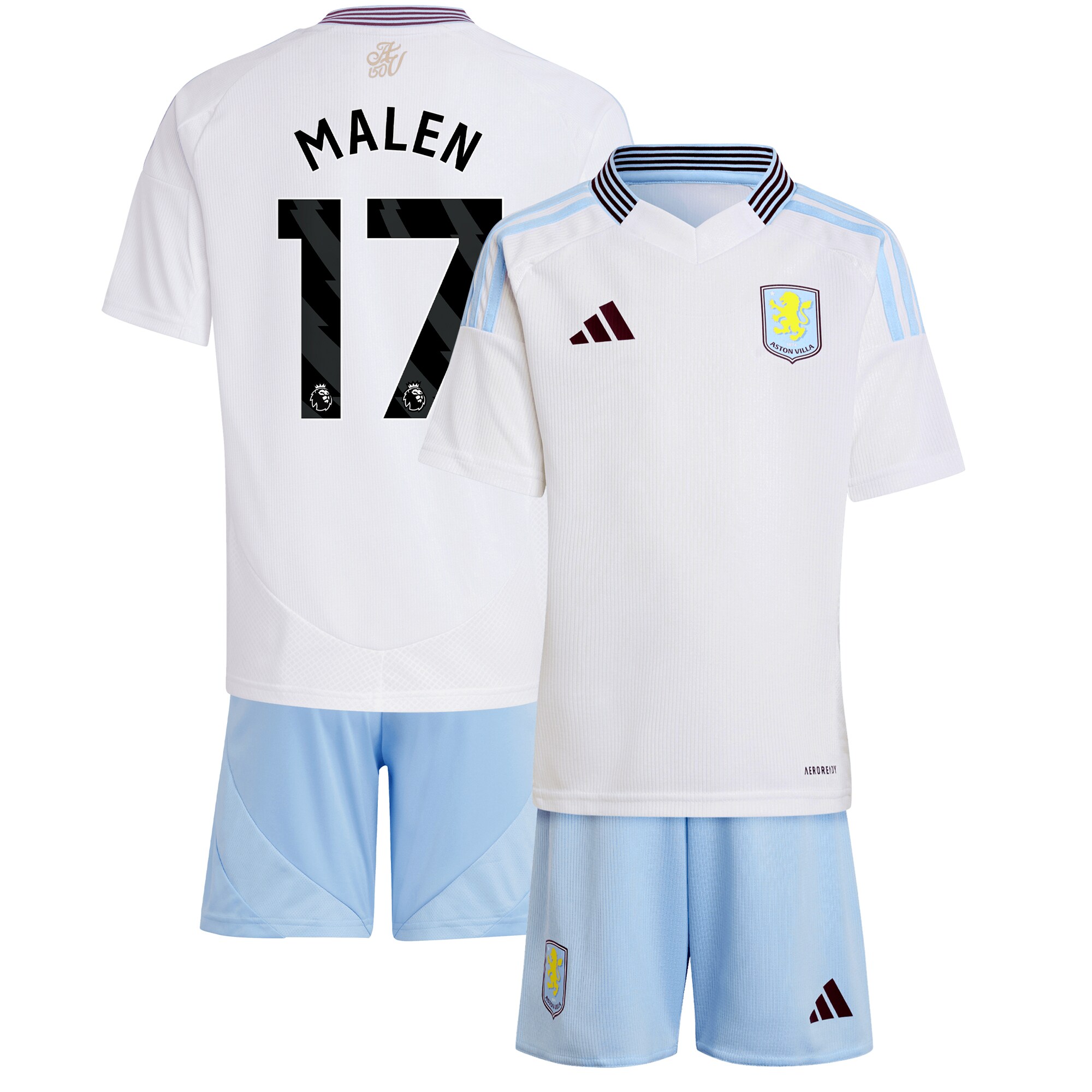 aston villa adidas away mini kit 2024-25 with malen 17 printing Collection | Aston Villa Shirts and Official Gear