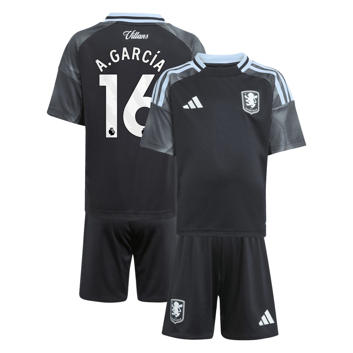 aston villa adidas away mini kit 2025-26 with a.garcía 16 printing Collection | Aston Villa Shirts and Official Gear