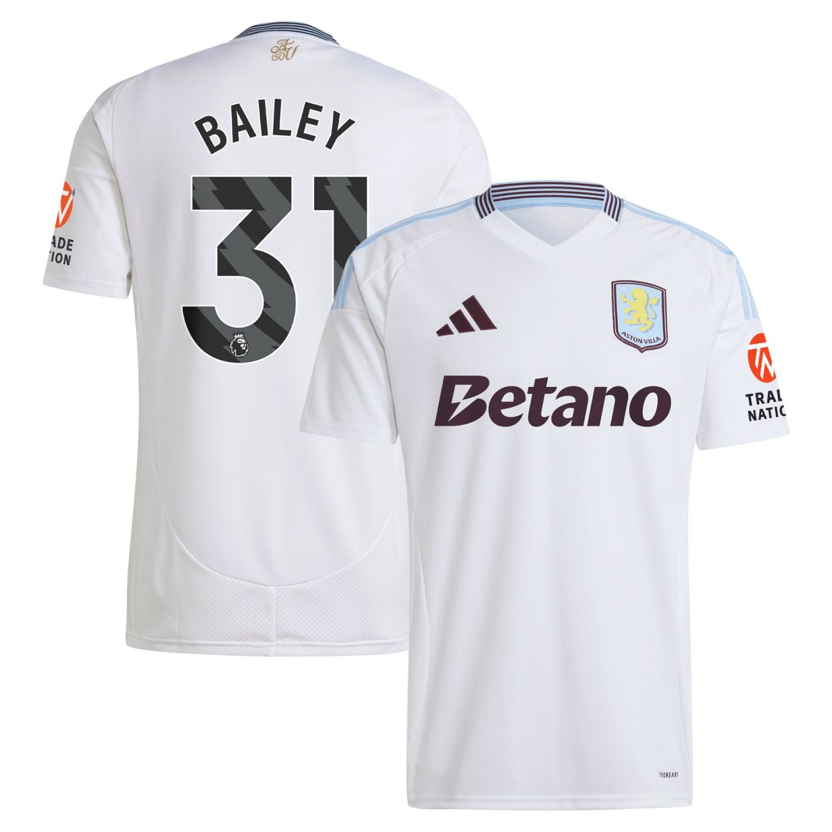 aston villa adidas away shirt 2024-25 with bailey 31 printing Collection | Aston Villa Shirts and Official Gear