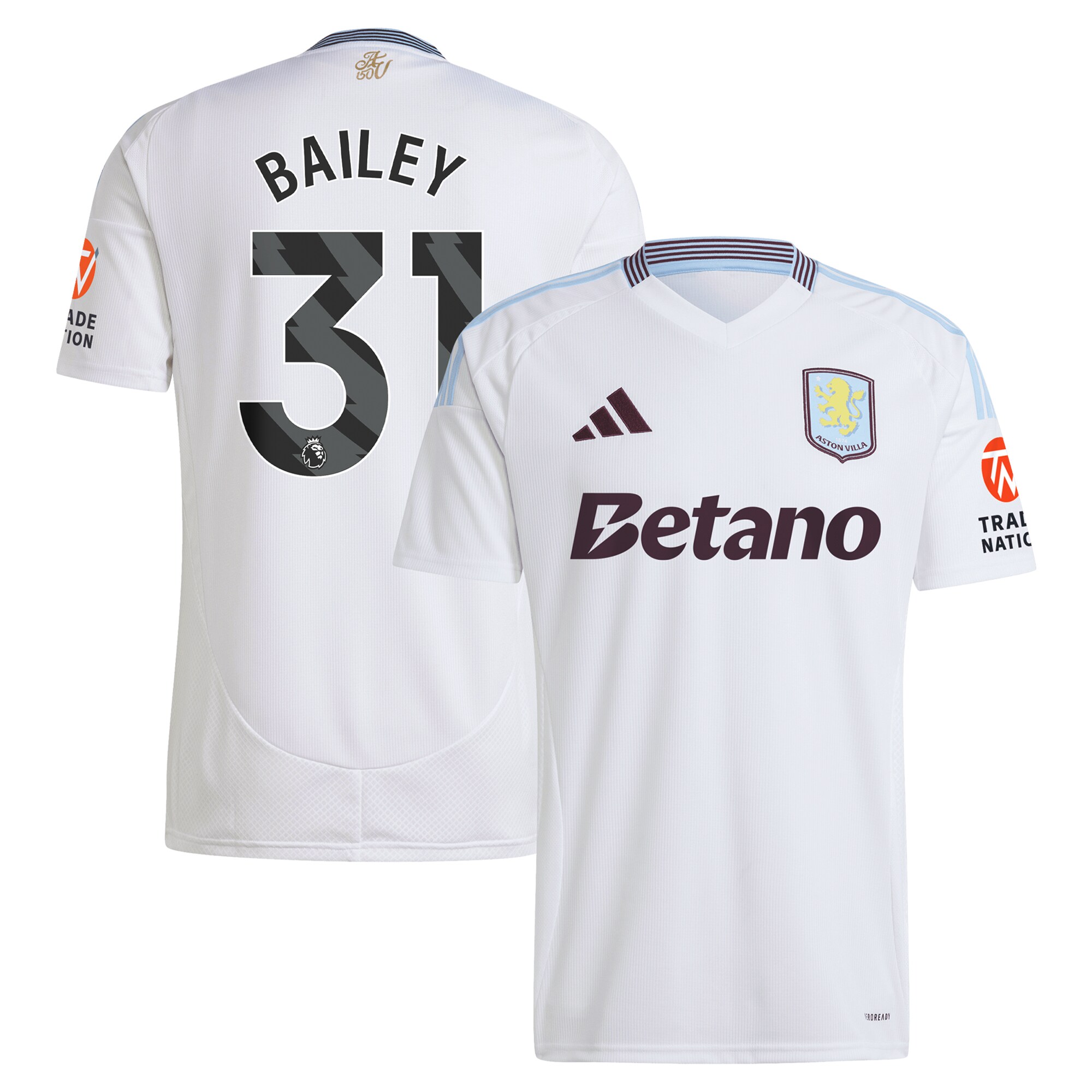 aston villa adidas away shirt 2024-25 with bailey 31 printing Collection | Aston Villa Shirts and Official Gear