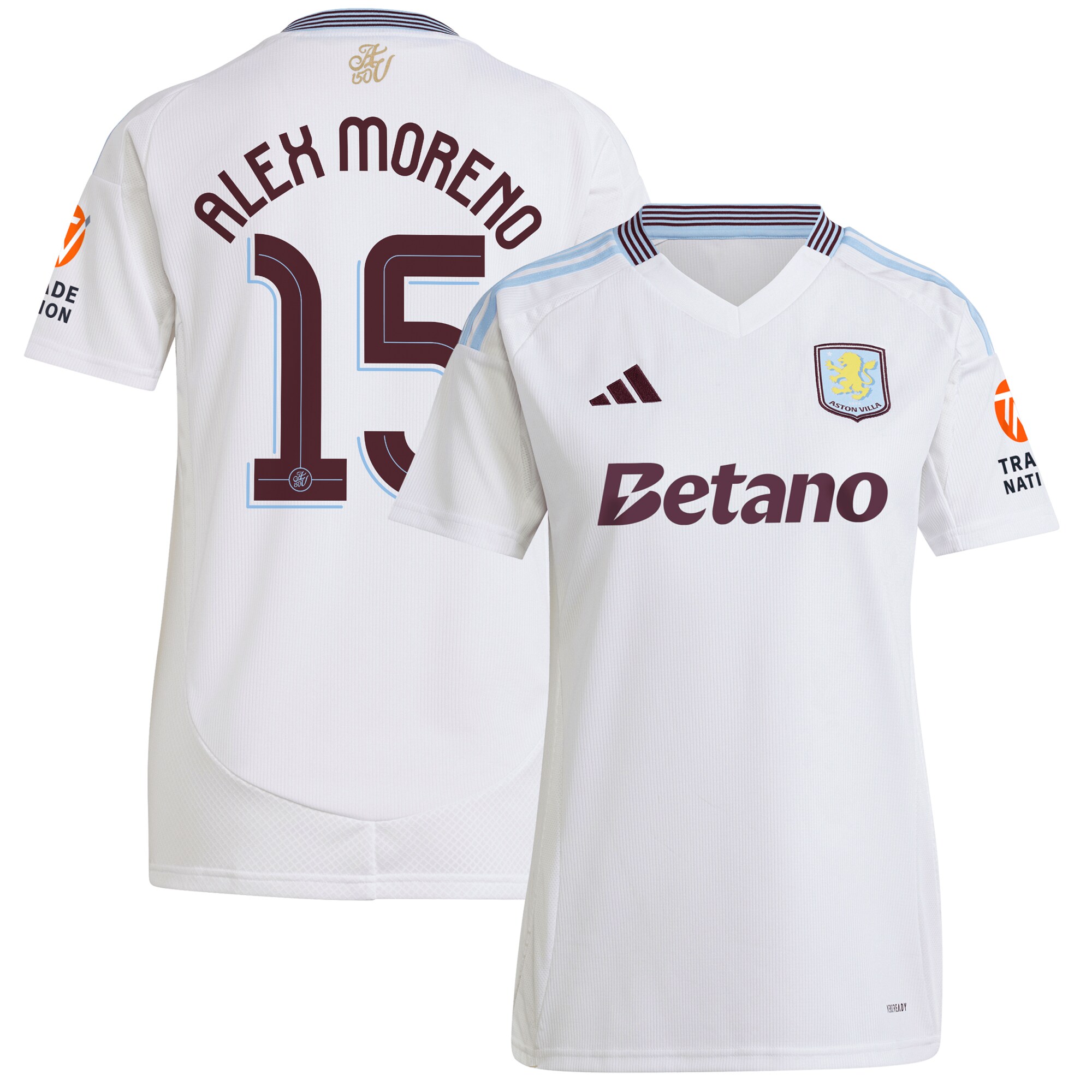 aston villa adidas away shirt 2024-25 – womens with alex moreno 15 cup printing Collection | Aston Villa Shirts and Official Gear