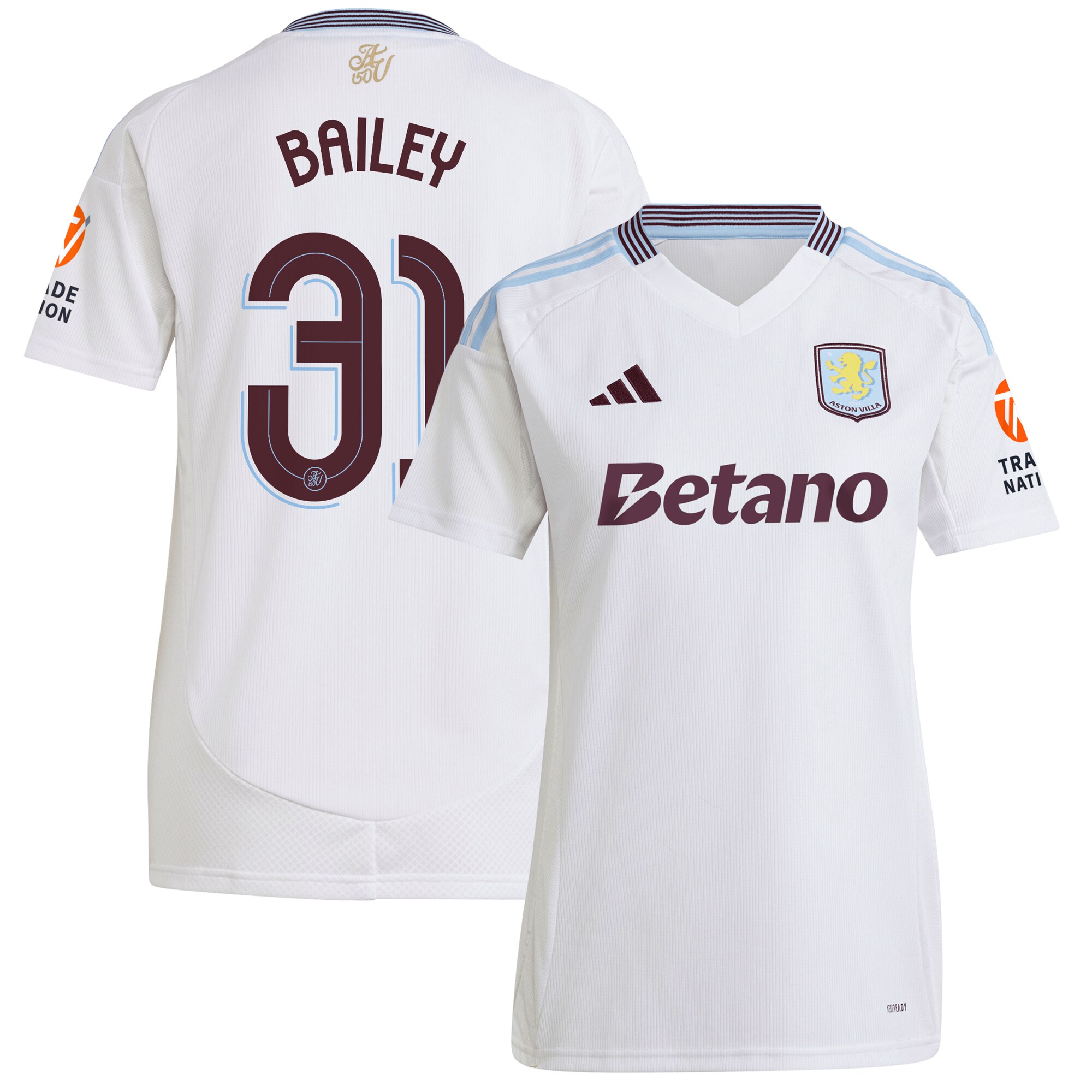 aston villa adidas away shirt 2024-25 – womens with bailey 31 cup printing Collection | Aston Villa Shirts and Official Gear