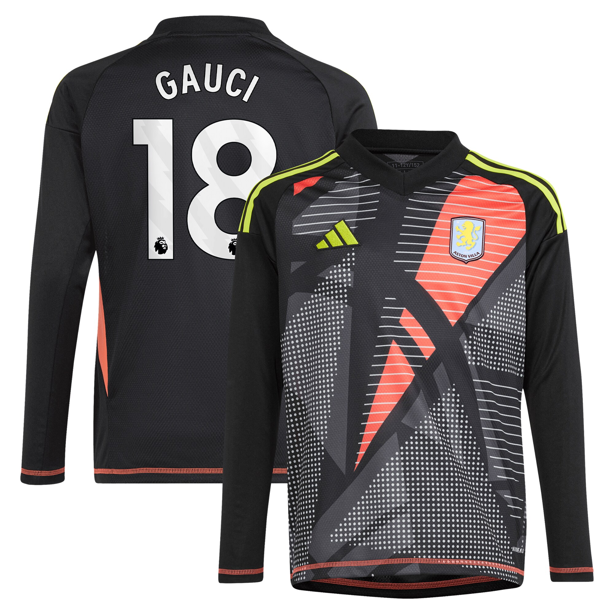 aston villa adidas goalkeeper shirt 2024-25 – long sleeve – kids with gauci 18 printing – 202029323 Collection | Aston Villa Shirts and Official Gear
