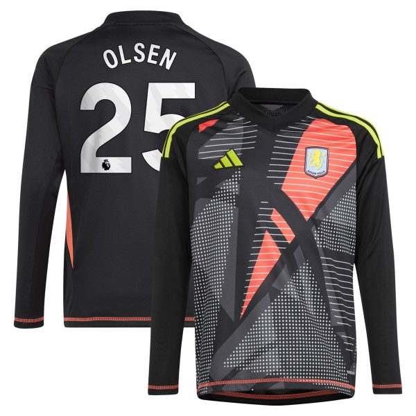 aston villa adidas goalkeeper shirt 2024-25 – long sleeve – kids with olsen 25 printing – 202029322 Collection | Aston Villa Shirts and Official Gear