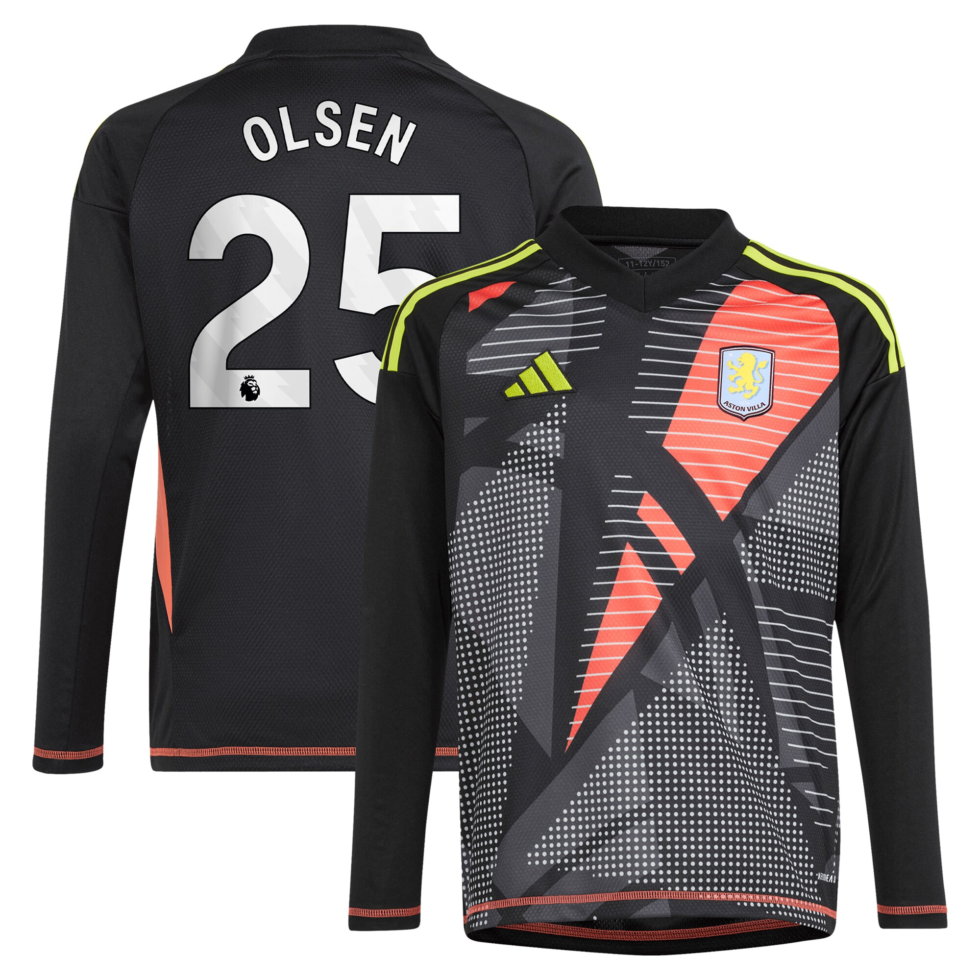 aston villa adidas goalkeeper shirt 2024-25 – long sleeve – kids with olsen 25 printing – 202029322 Collection | Aston Villa Shirts and Official Gear