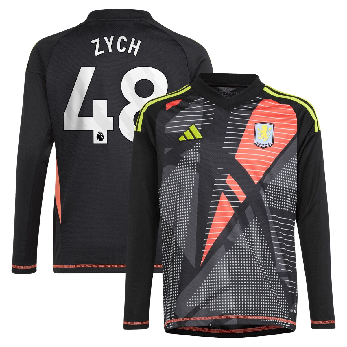 aston villa adidas goalkeeper shirt 2024-25 – long sleeve – kids with zych 48 printing – 202153091 Collection | Aston Villa Shirts and Official Gear