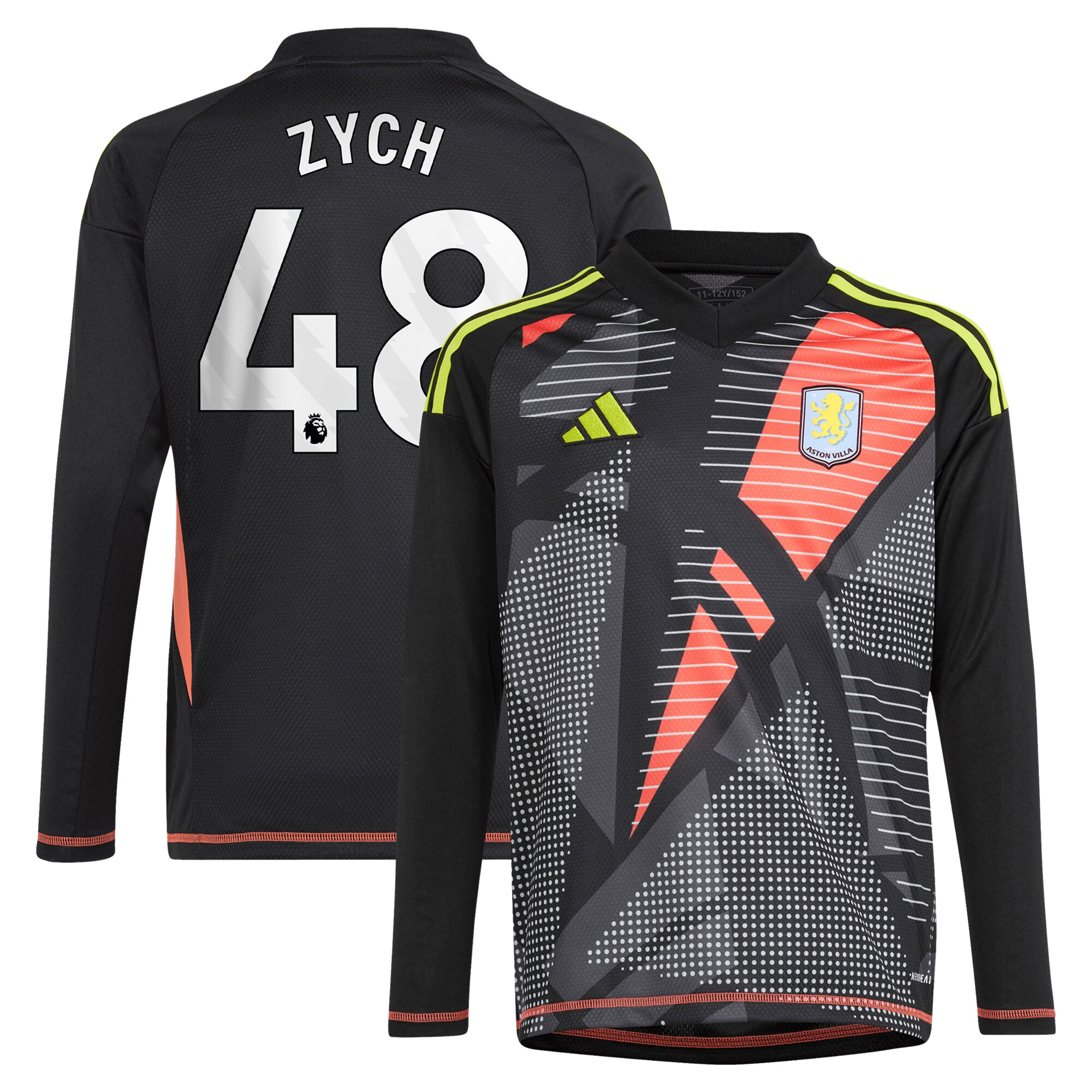 aston villa adidas goalkeeper shirt 2024-25 – long sleeve – kids with zych 48 printing – 202153091 Collection | Aston Villa Shirts and Official Gear