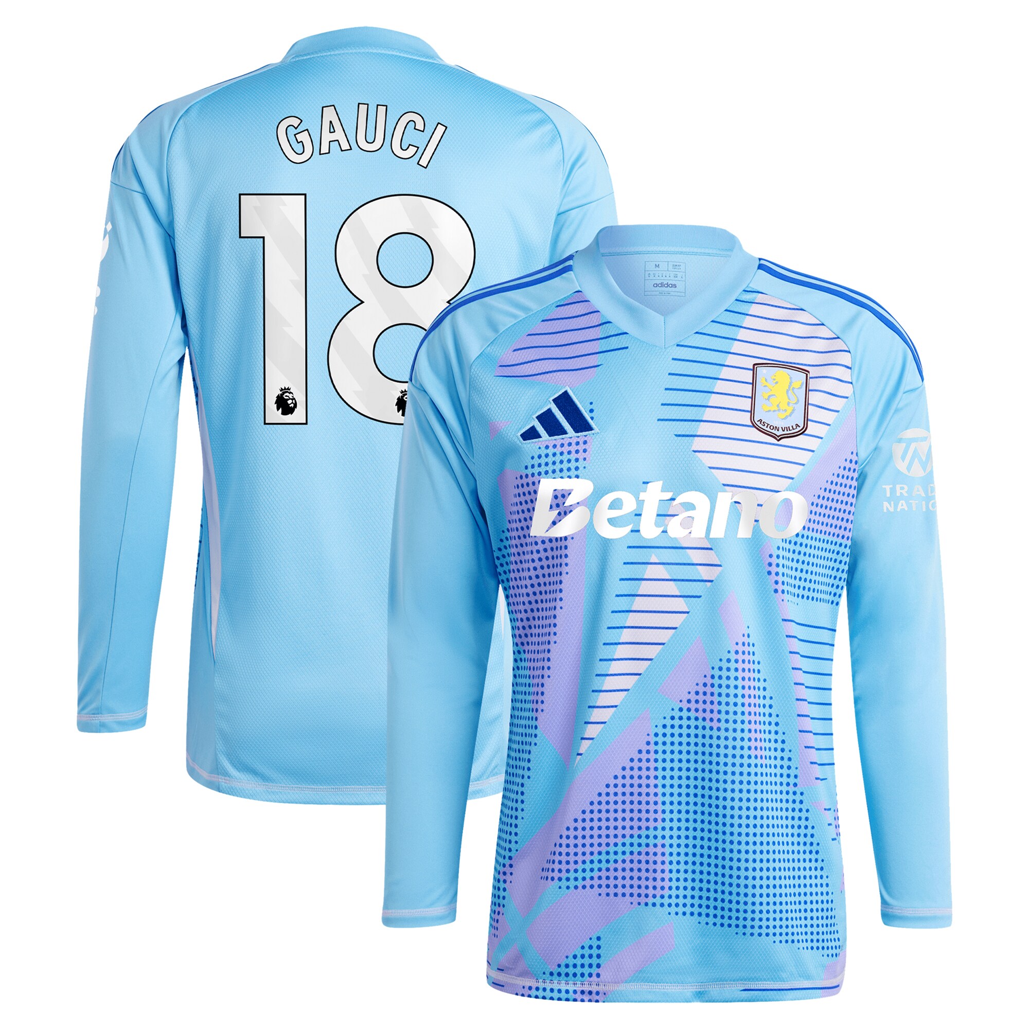 aston villa adidas goalkeeper shirt 2024-25 – long sleeve with gauci 18 printing – 202030982 Collection | Aston Villa Shirts and Official Gear