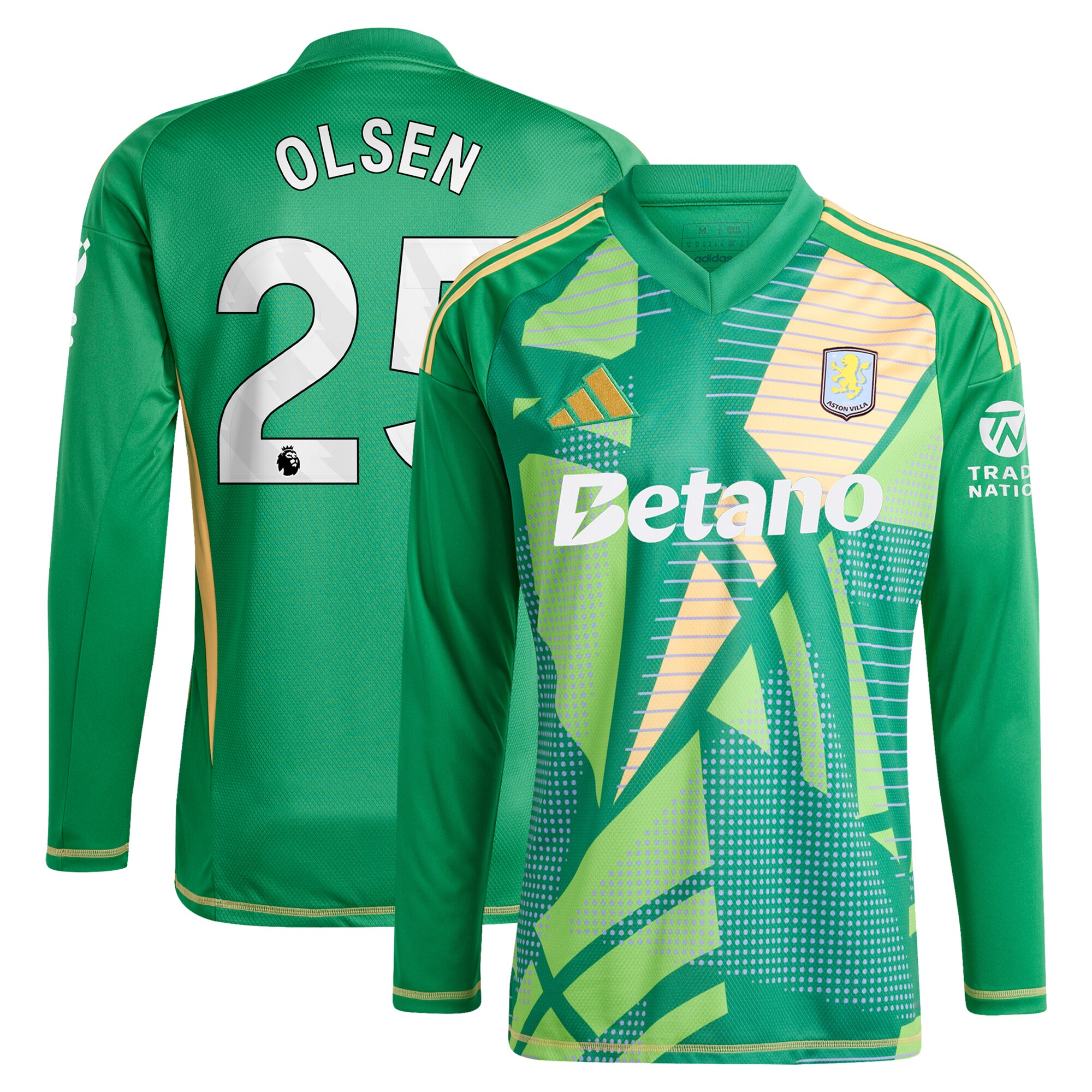 aston villa adidas goalkeeper shirt 2024-25 – long sleeve with olsen 25 printing Collection | Aston Villa Shirts and Official Gear