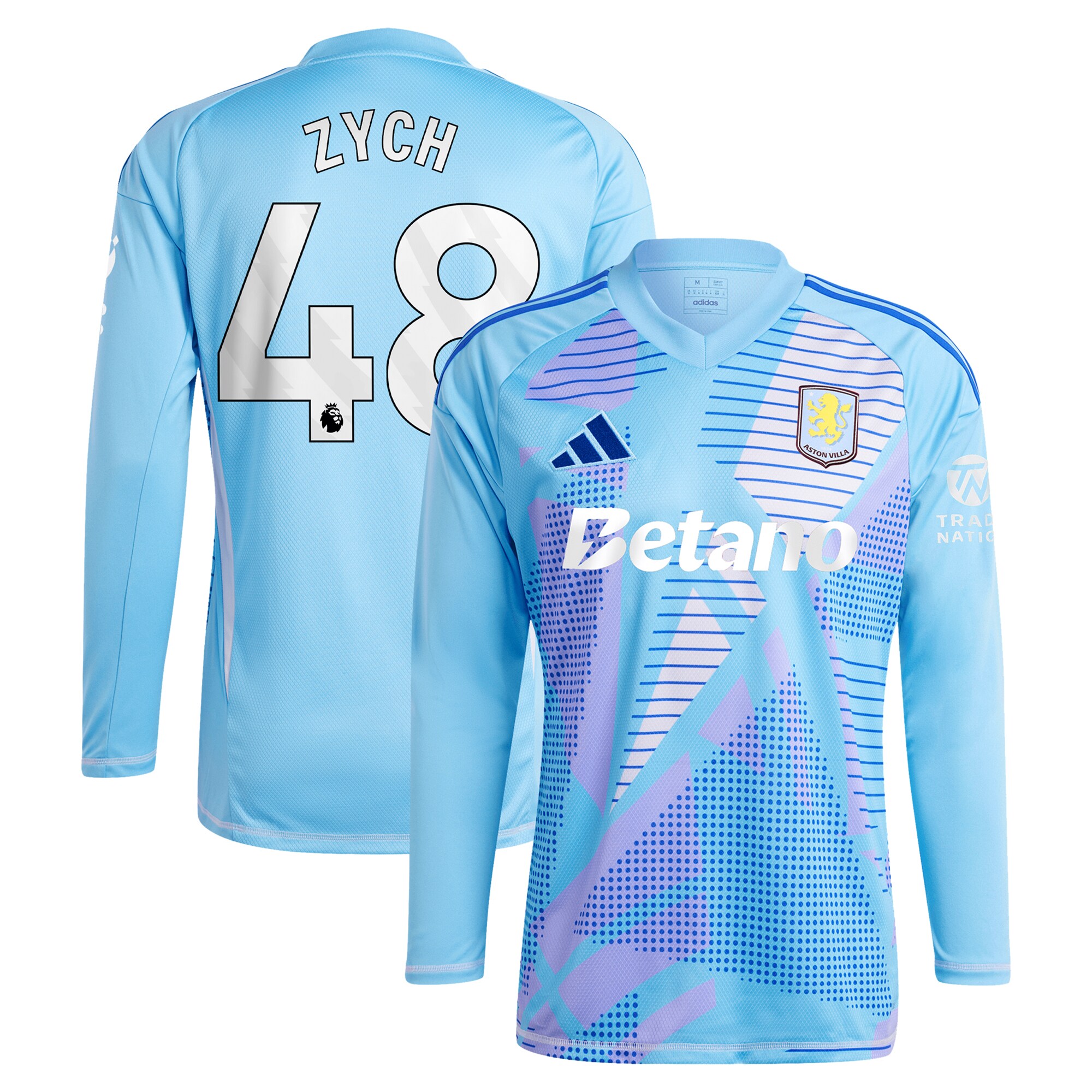 aston villa adidas goalkeeper shirt 2024-25 – long sleeve with zych 48 printing – 202153092 Collection | Aston Villa Shirts and Official Gear