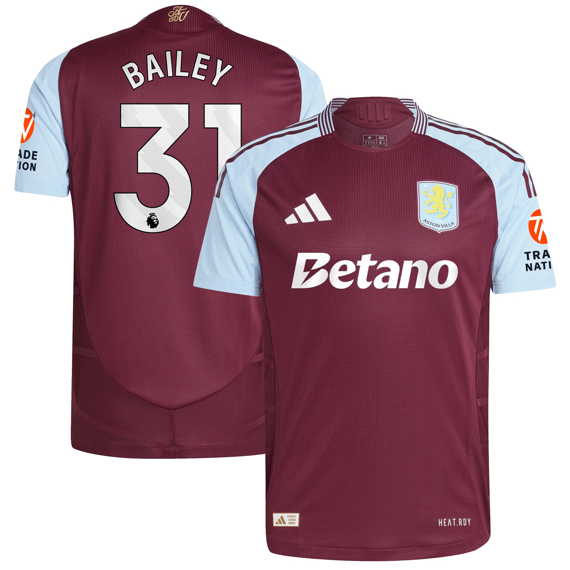 aston villa adidas home authentic shirt 2024-25 with bailey 31 printing Collection | Aston Villa Shirts and Official Gear