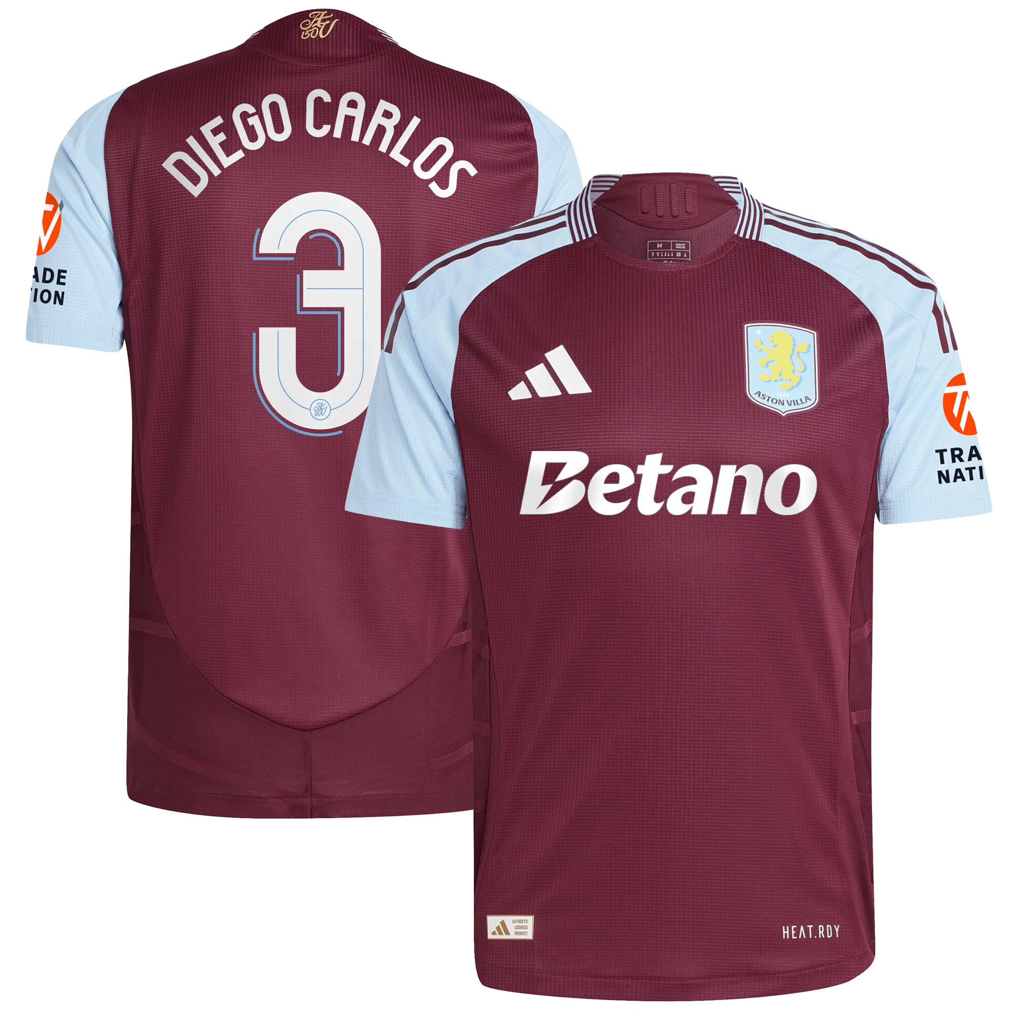 aston villa adidas home authentic shirt 2024-25 with diego carlos 3 cup printing Collection | Aston Villa Shirts and Official Gear