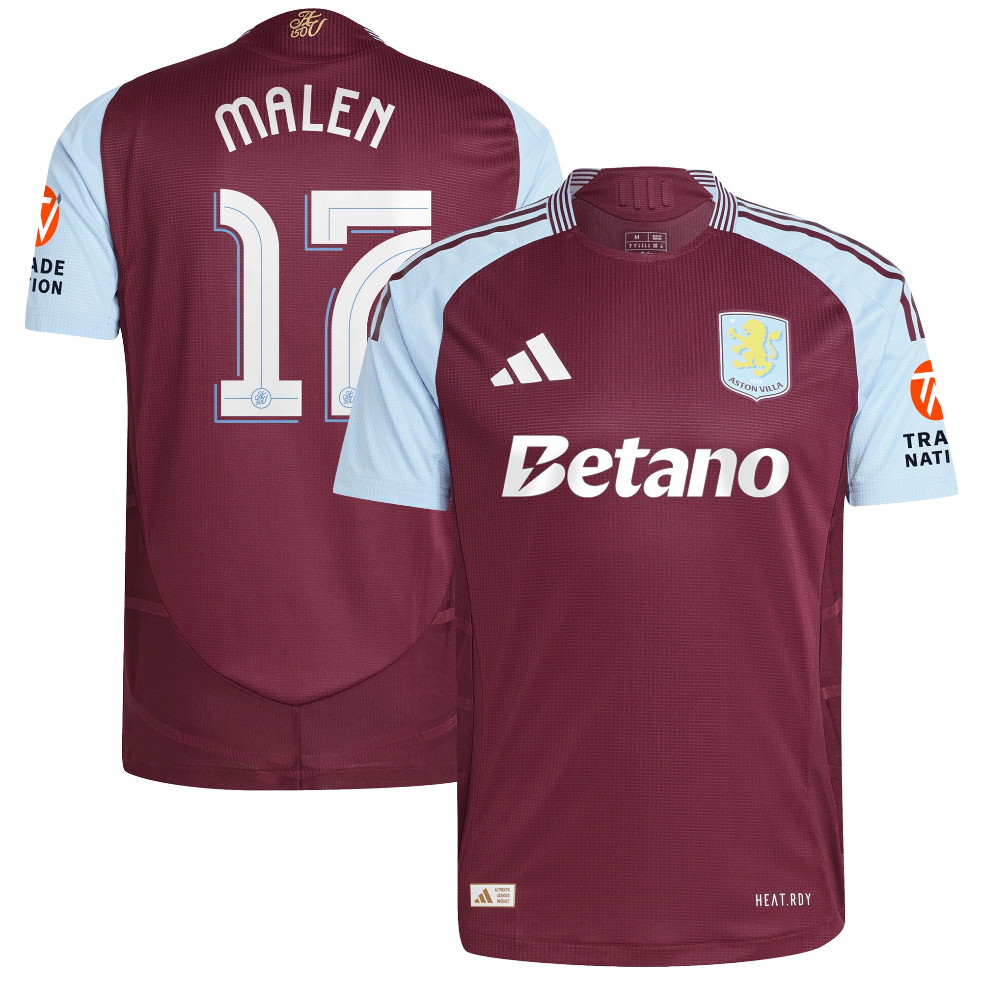 aston villa adidas home authentic shirt 2024-25 with malen 17 cup printing Collection | Aston Villa Shirts and Official Gear