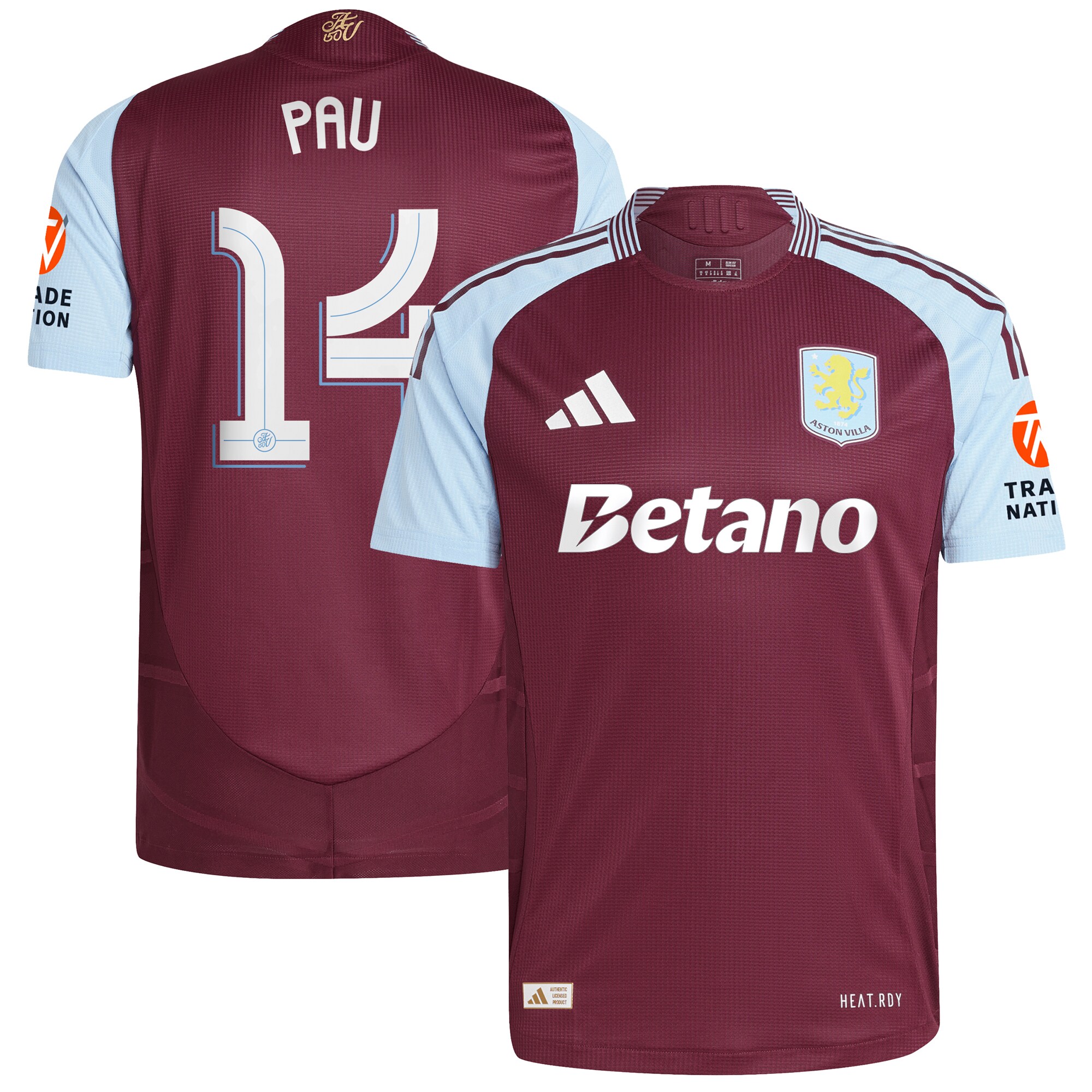 aston villa adidas home authentic shirt 2024-25 with pau 14 cup printing Collection | Aston Villa Shirts and Official Gear