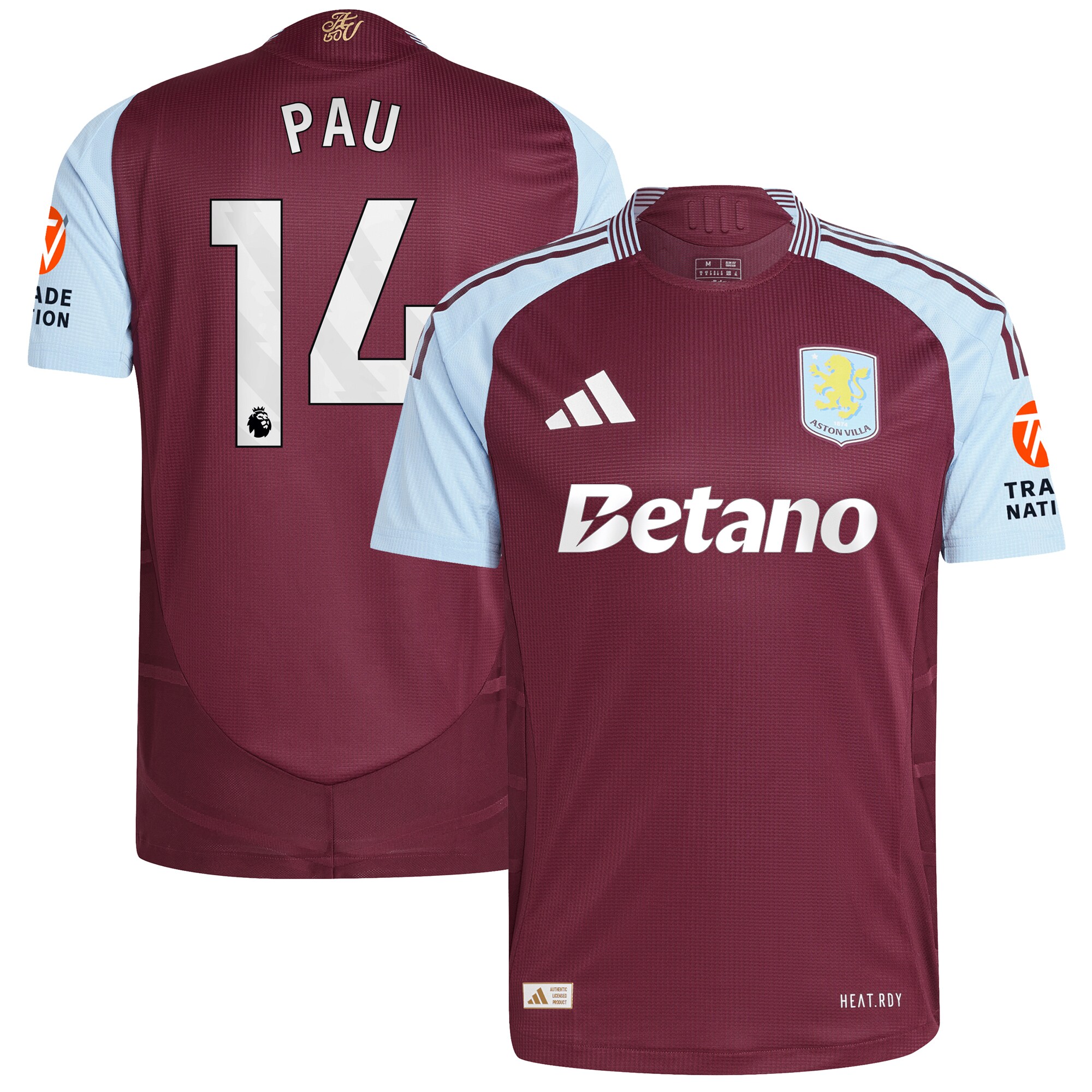 aston villa adidas home authentic shirt 2024-25 with pau 14 printing Collection | Aston Villa Shirts and Official Gear