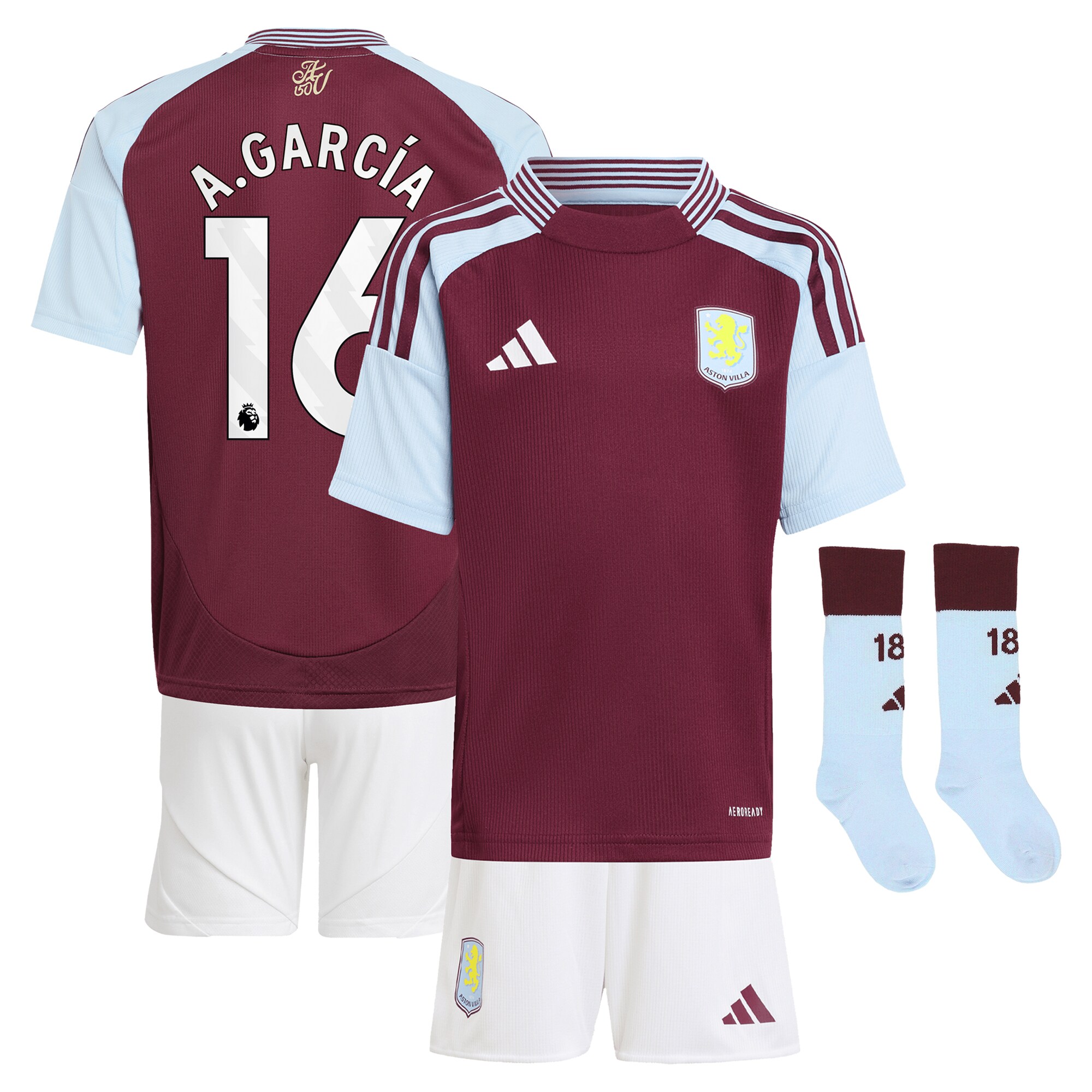 aston villa adidas home mini kit 2024-25 with a.garcía 16 printing Collection | Aston Villa Shirts and Official Gear