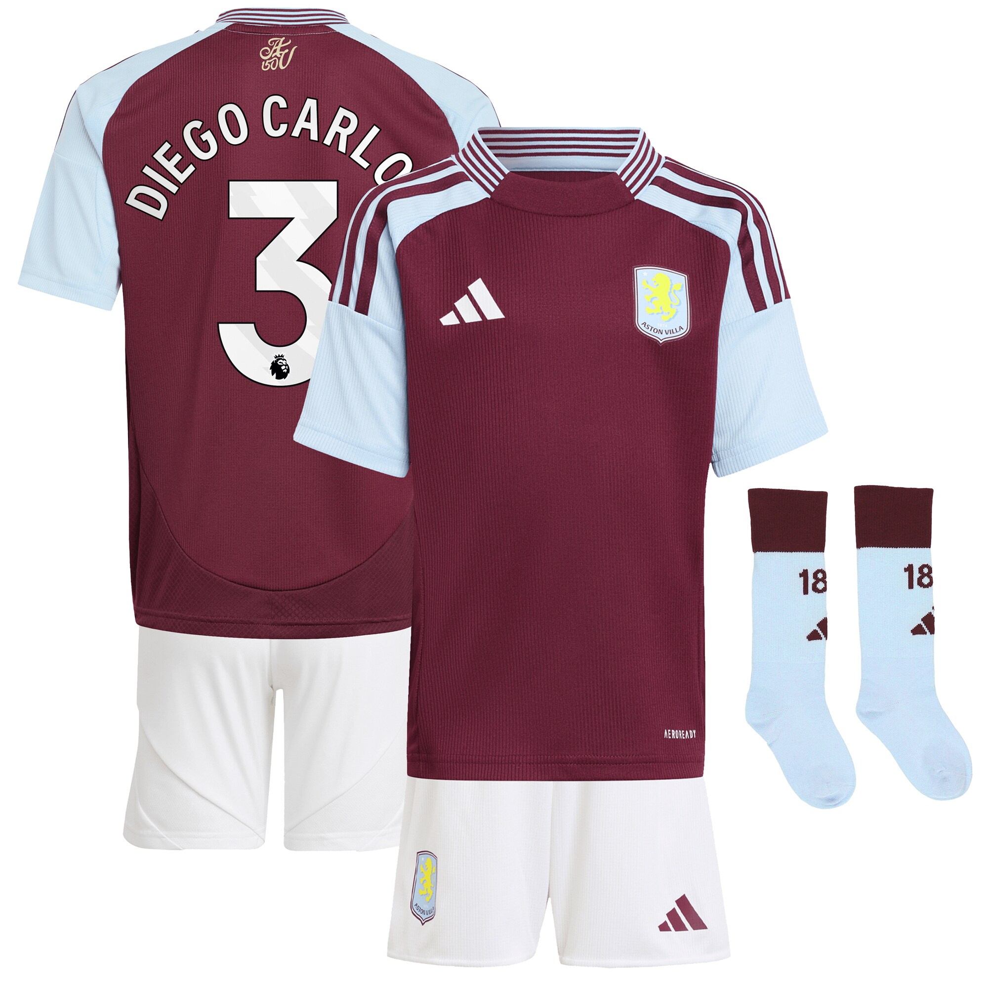aston villa adidas home mini kit 2024-25 with diego carlos 3 printing Collection | Aston Villa Shirts and Official Gear