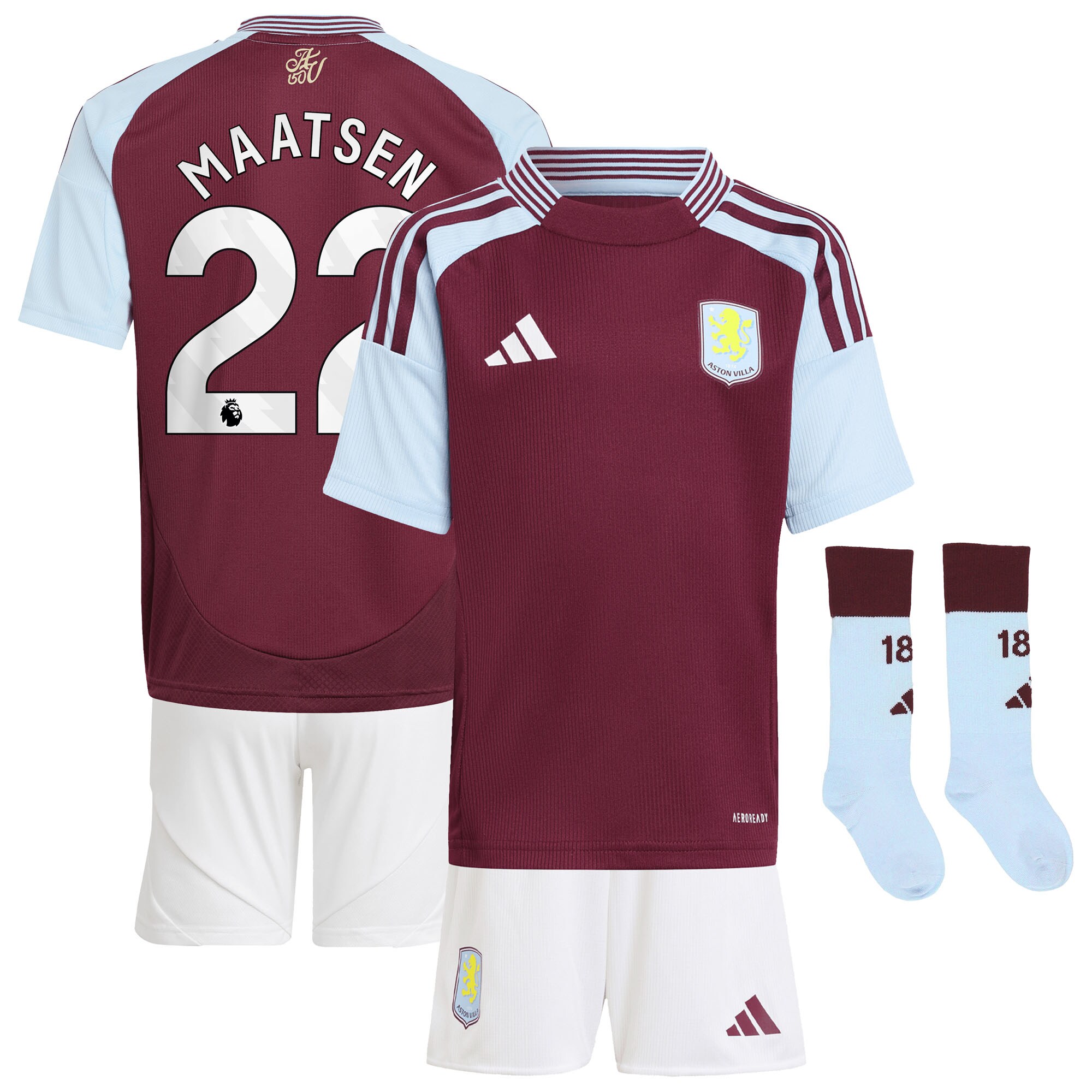aston villa adidas home mini kit 2024-25 with maatsen 22 printing Collection | Aston Villa Shirts and Official Gear