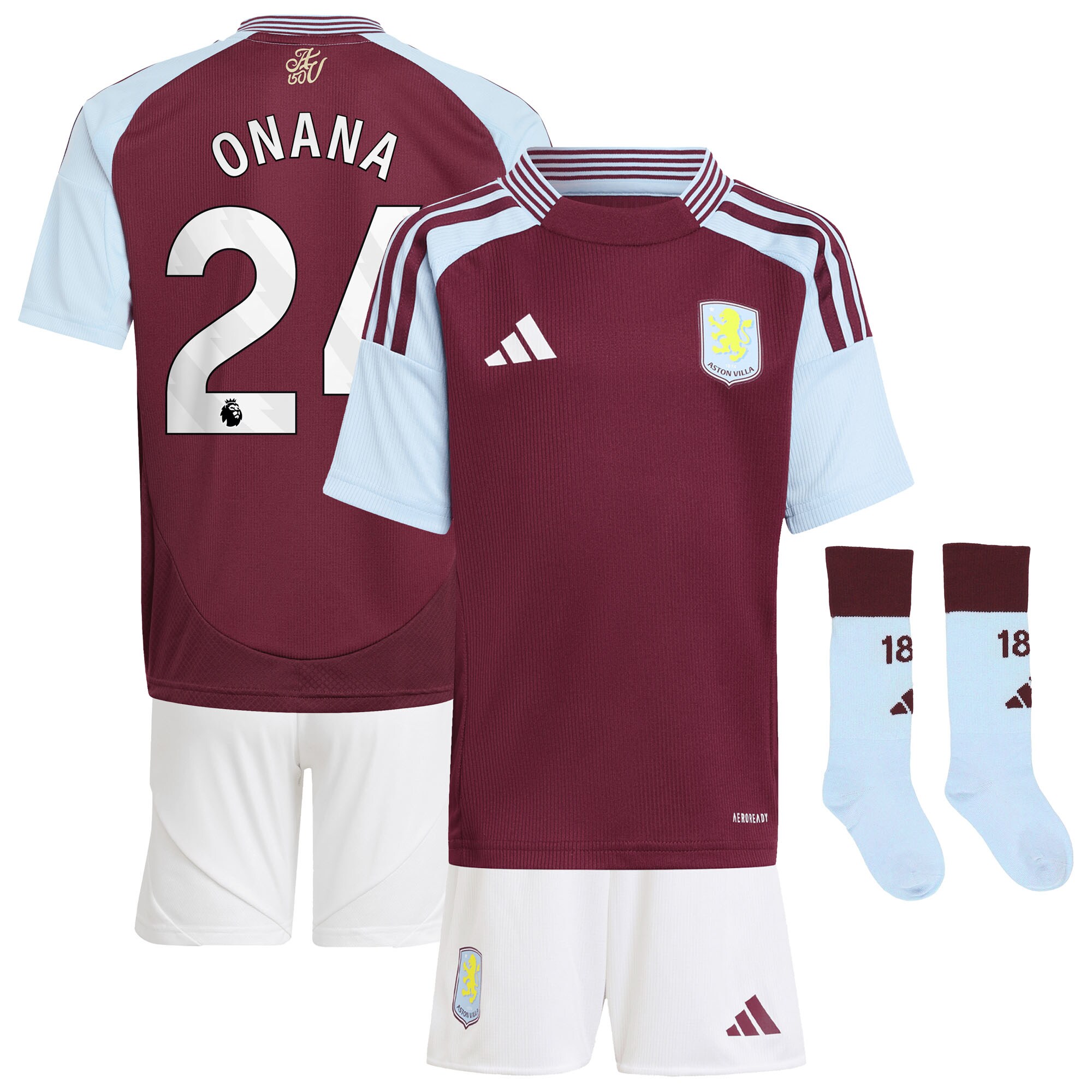 aston villa adidas home mini kit 2024-25 with onana 24 printing Collection | Aston Villa Shirts and Official Gear