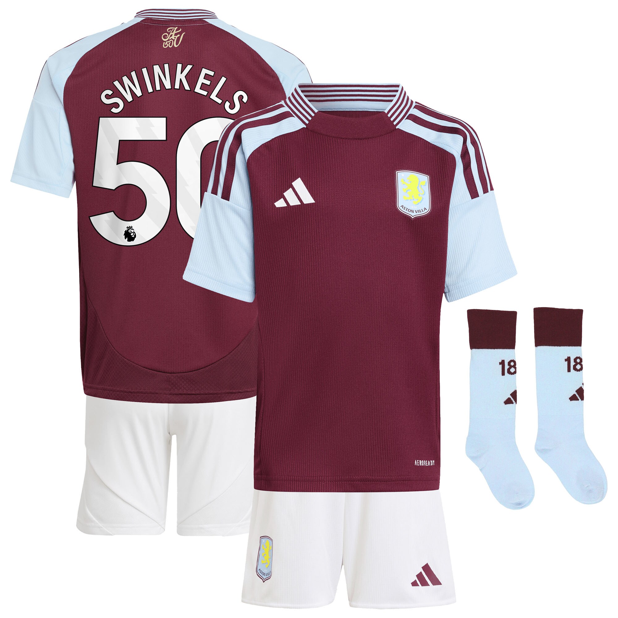 aston villa adidas home mini kit 2024-25 with swinkels 50 printing Collection | Aston Villa Shirts and Official Gear