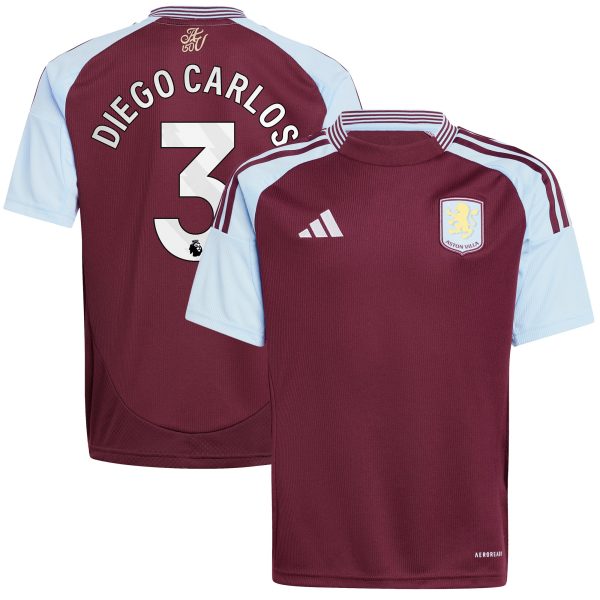 aston villa adidas home shirt 2024-25 – kids with diego carlos 3 printing Collection | Aston Villa Shirts and Official Gear
