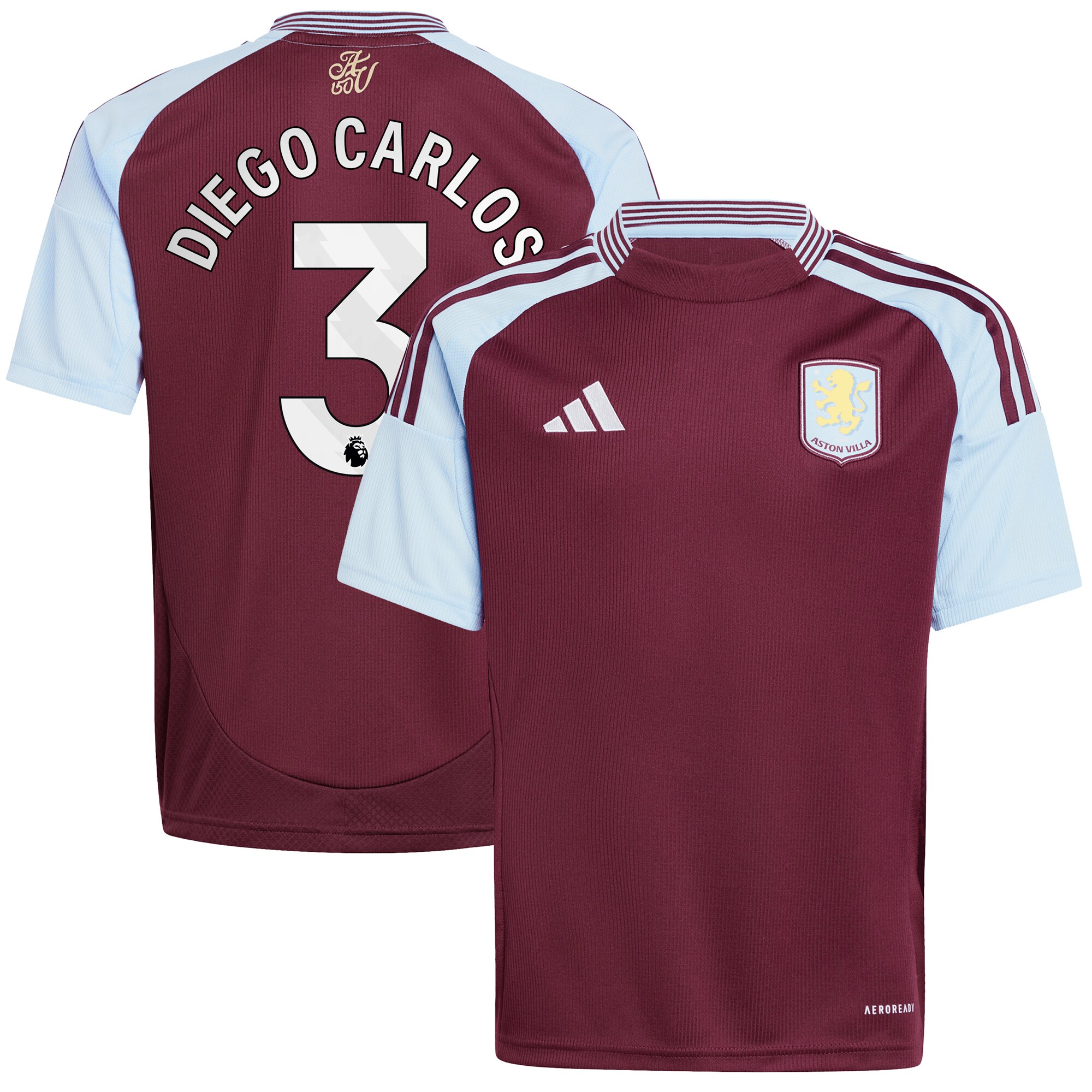 aston villa adidas home shirt 2024-25 – kids with diego carlos 3 printing Collection | Aston Villa Shirts and Official Gear