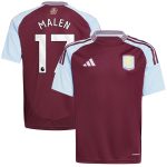 aston villa adidas home shirt 2024-25 – kids with malen 17 printing Collection | Aston Villa Shirts and Official Gear
