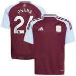 aston villa adidas home shirt 2024-25 – kids with onana 24 printing Collection | Aston Villa Shirts and Official Gear