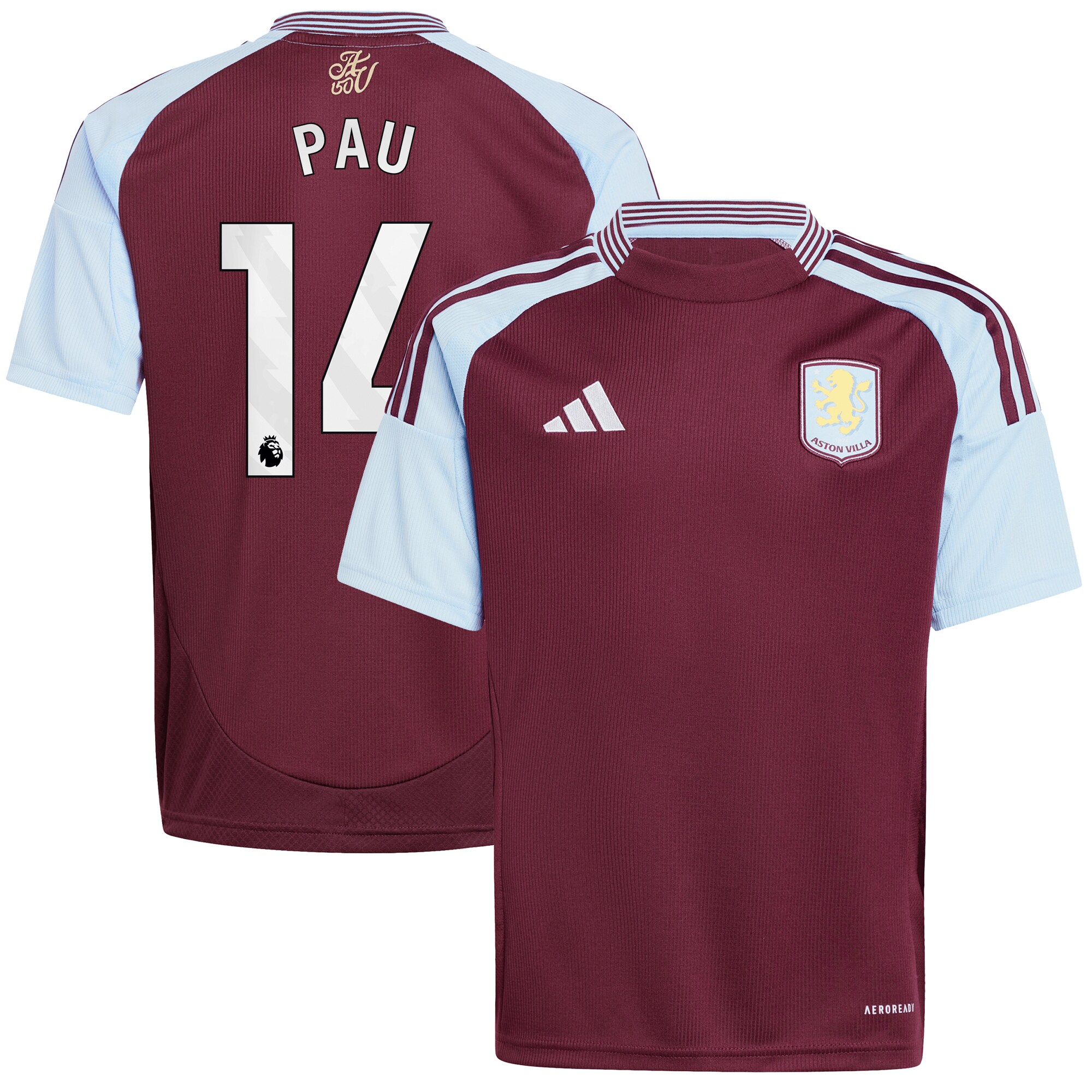 aston villa adidas home shirt 2024-25 – kids with pau 14 printing Collection | Aston Villa Shirts and Official Gear