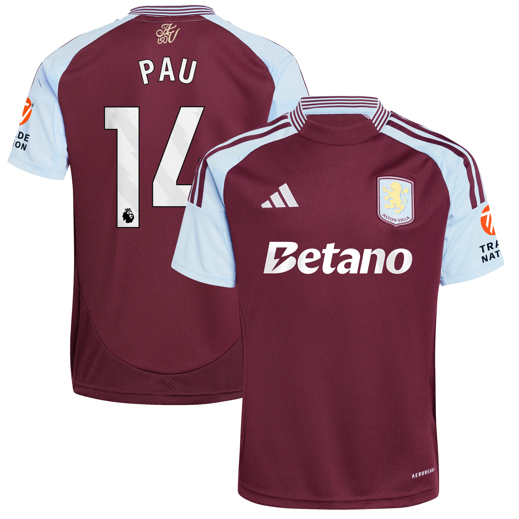aston villa adidas home shirt 2024-25 with pau 14 printing Collection | Aston Villa Shirts and Official Gear