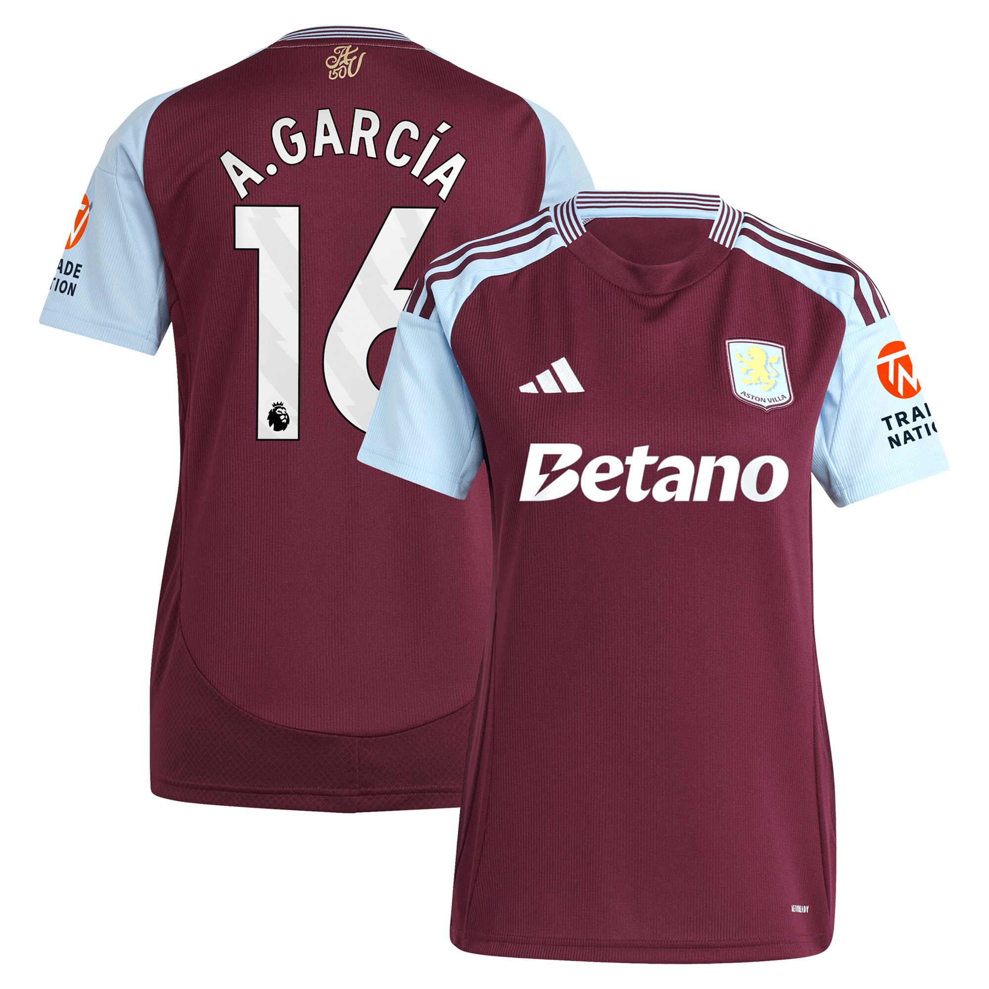 aston villa adidas home shirt 2024-25 – womens with a.garcía 16 printing Collection | Aston Villa Shirts and Official Gear