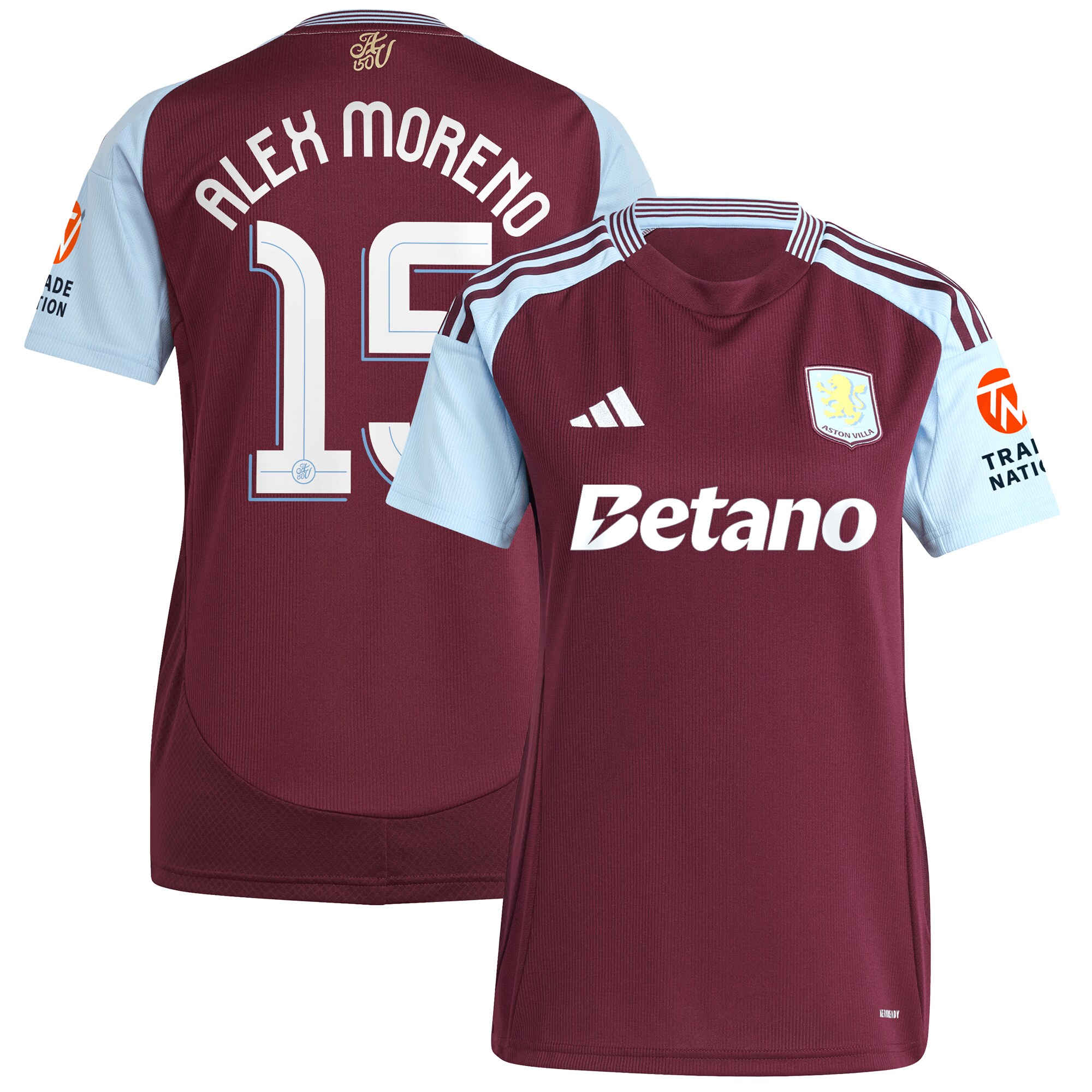 aston villa adidas home shirt 2024-25 – womens with alex moreno 15 cup printing Collection | Aston Villa Shirts and Official Gear