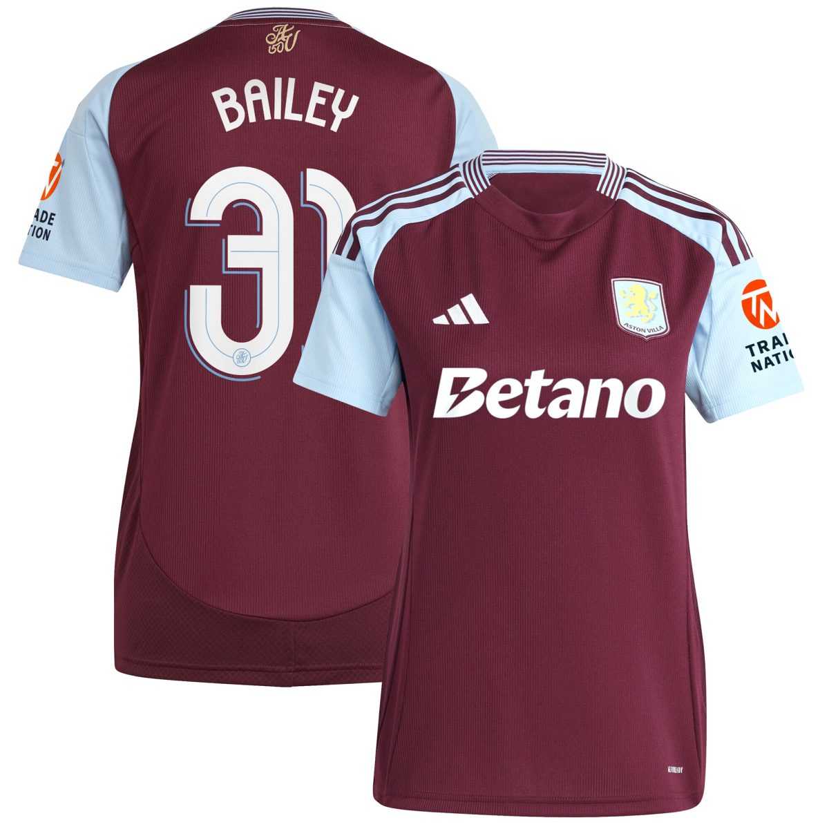 aston villa adidas home shirt 2024-25 – womens with bailey 31 cup printing Collection | Aston Villa Shirts and Official Gear