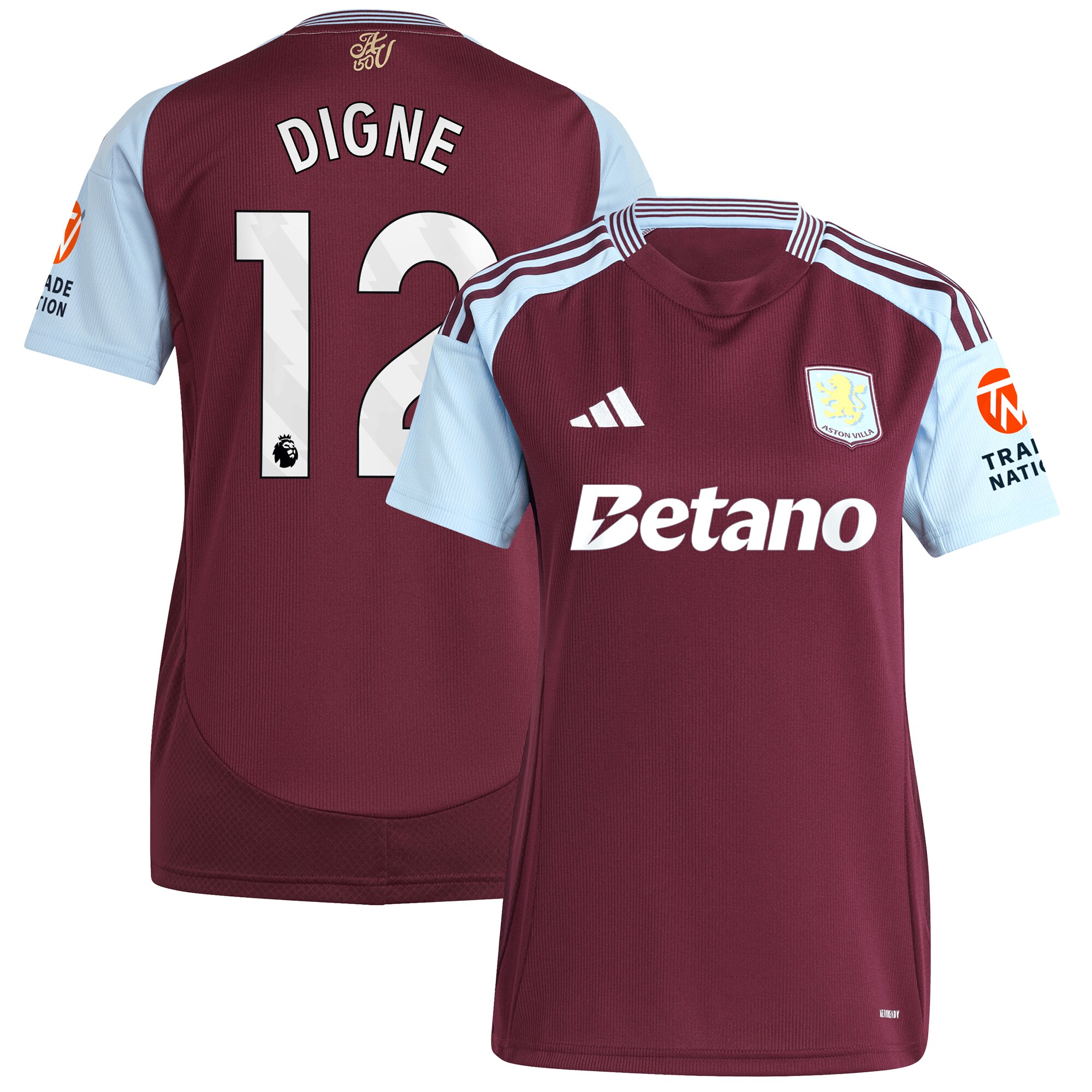 aston villa adidas home shirt 2024-25 – womens with digne 12 printing Collection | Aston Villa Shirts and Official Gear