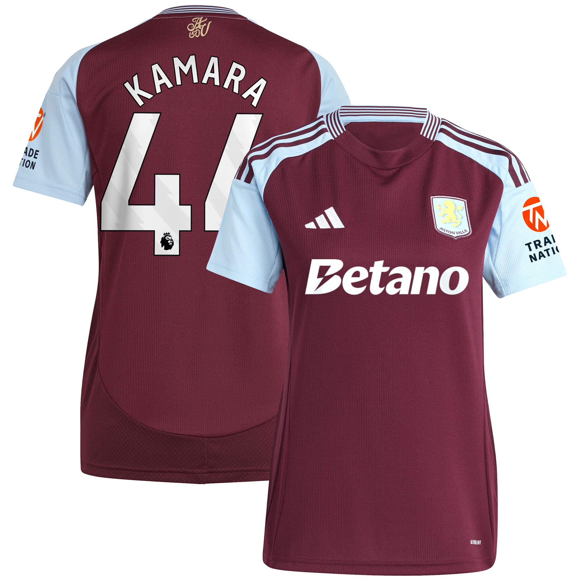 aston villa adidas home shirt 2024-25 – womens with kamara 44 printing Collection | Aston Villa Shirts and Official Gear