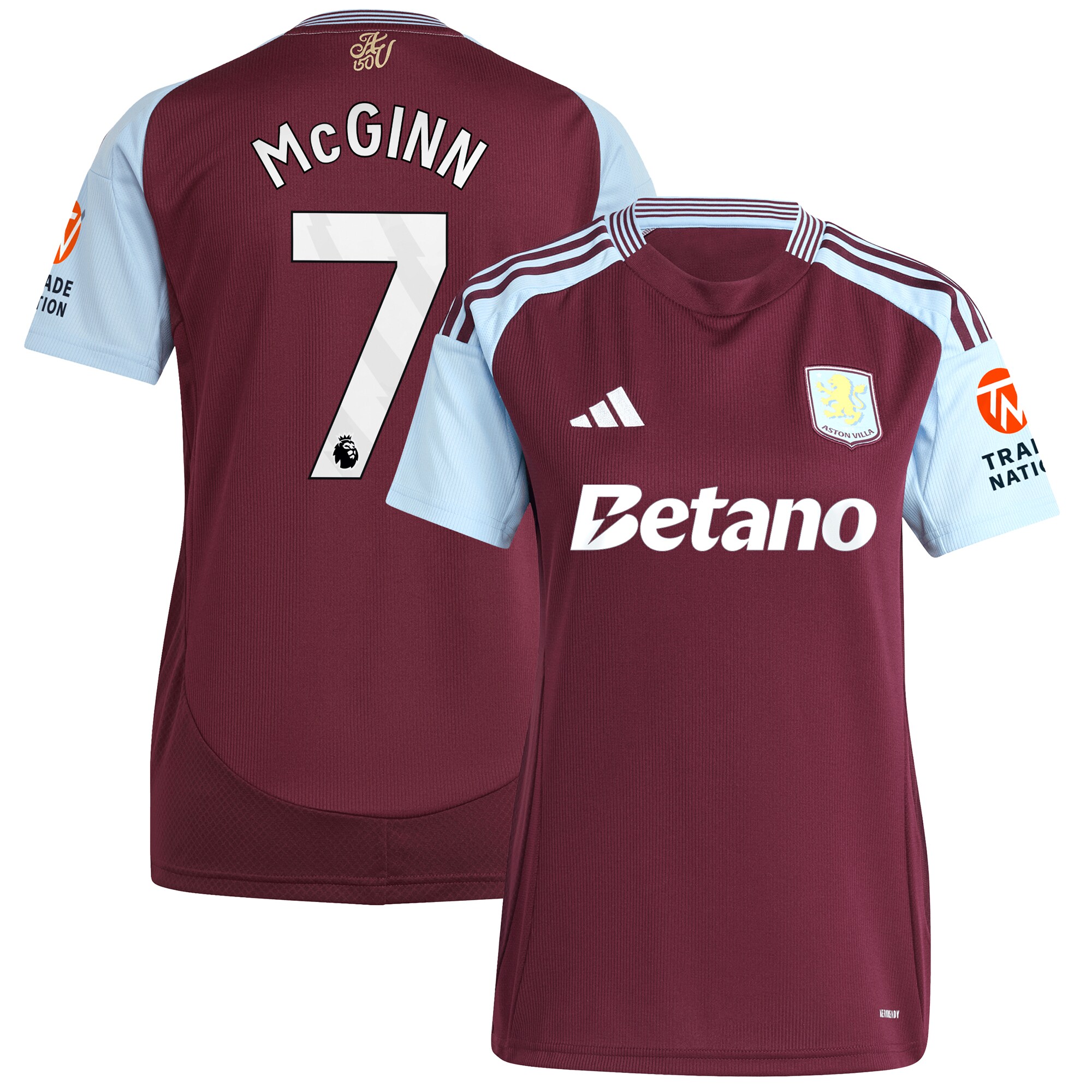aston villa adidas home shirt 2024-25 – womens with mcginn 7 printing Collection | Aston Villa Shirts and Official Gear