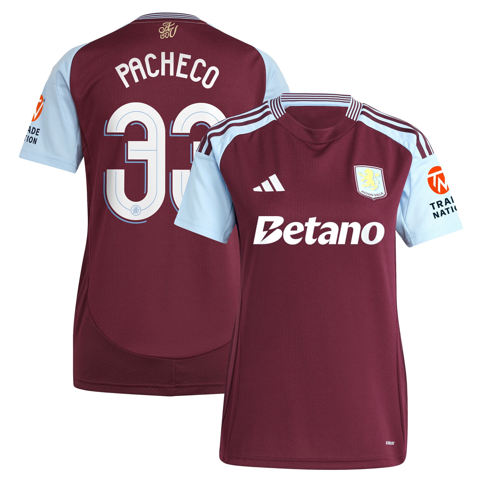 aston villa adidas home shirt 2024-25 – womens with pacheco 33 cup printing Collection | Aston Villa Shirts and Official Gear