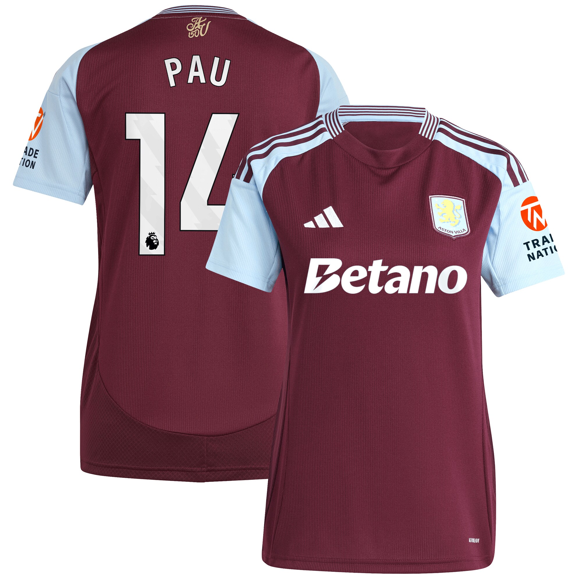 aston villa adidas home shirt 2024-25 – womens with pau 14 printing Collection | Aston Villa Shirts and Official Gear