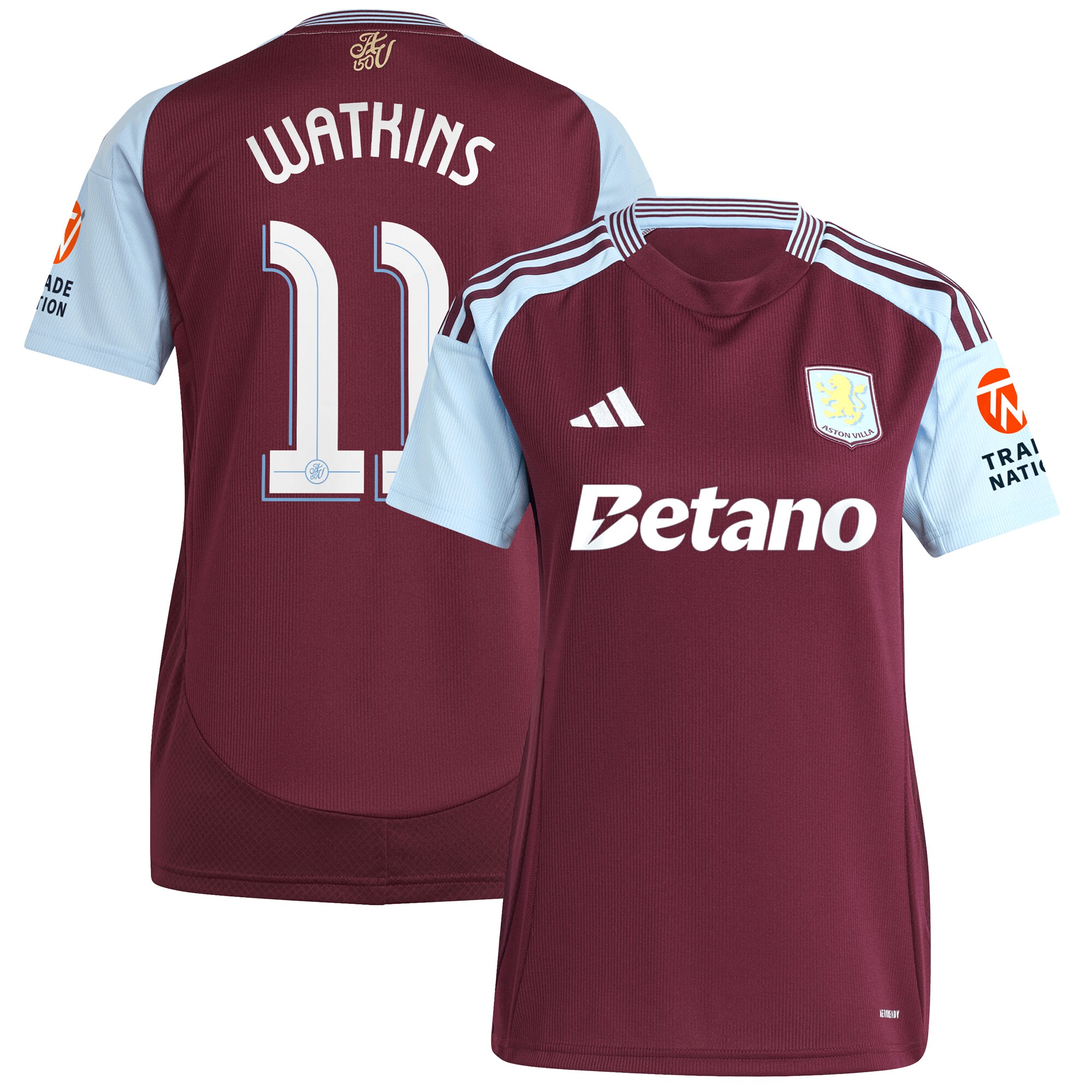 aston villa adidas home shirt 2024-25 – womens with watkins 11 cup printing Collection | Aston Villa Shirts and Official Gear