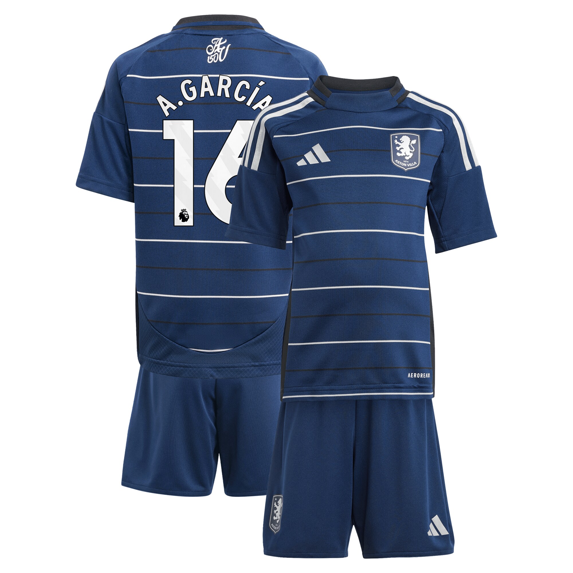 aston villa adidas third minikit 2024-25 with a.garcía 16 printing Collection | Aston Villa Shirts and Official Gear