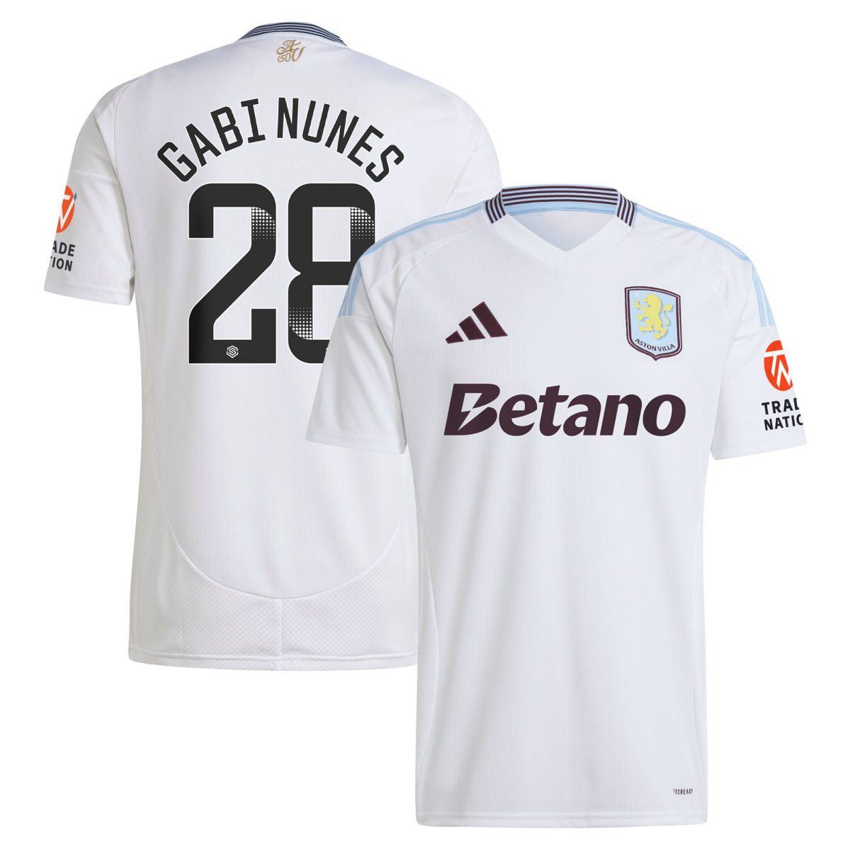 aston villa adidas wsl away shirt 2024-25 with gabi nunes 28 printing Collection | Aston Villa Shirts and Official Gear