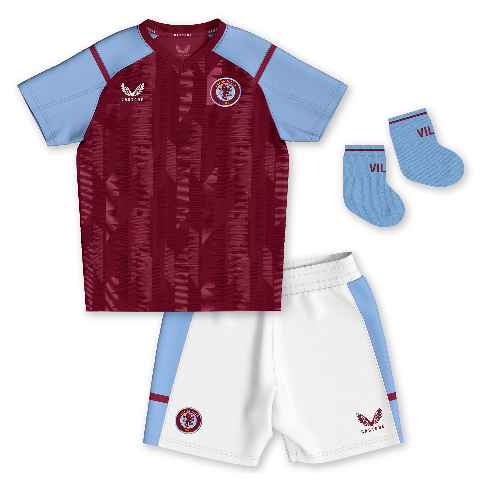 aston villa castore home baby kit 2023-24 with custom printing Collection | Aston Villa Shirts and Official Gear