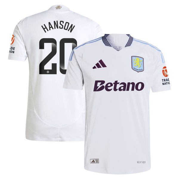 aston villa wsl adidas away authentic shirt 2024-25 with hanson 20 printing Collection | Aston Villa Shirts and Official Gear