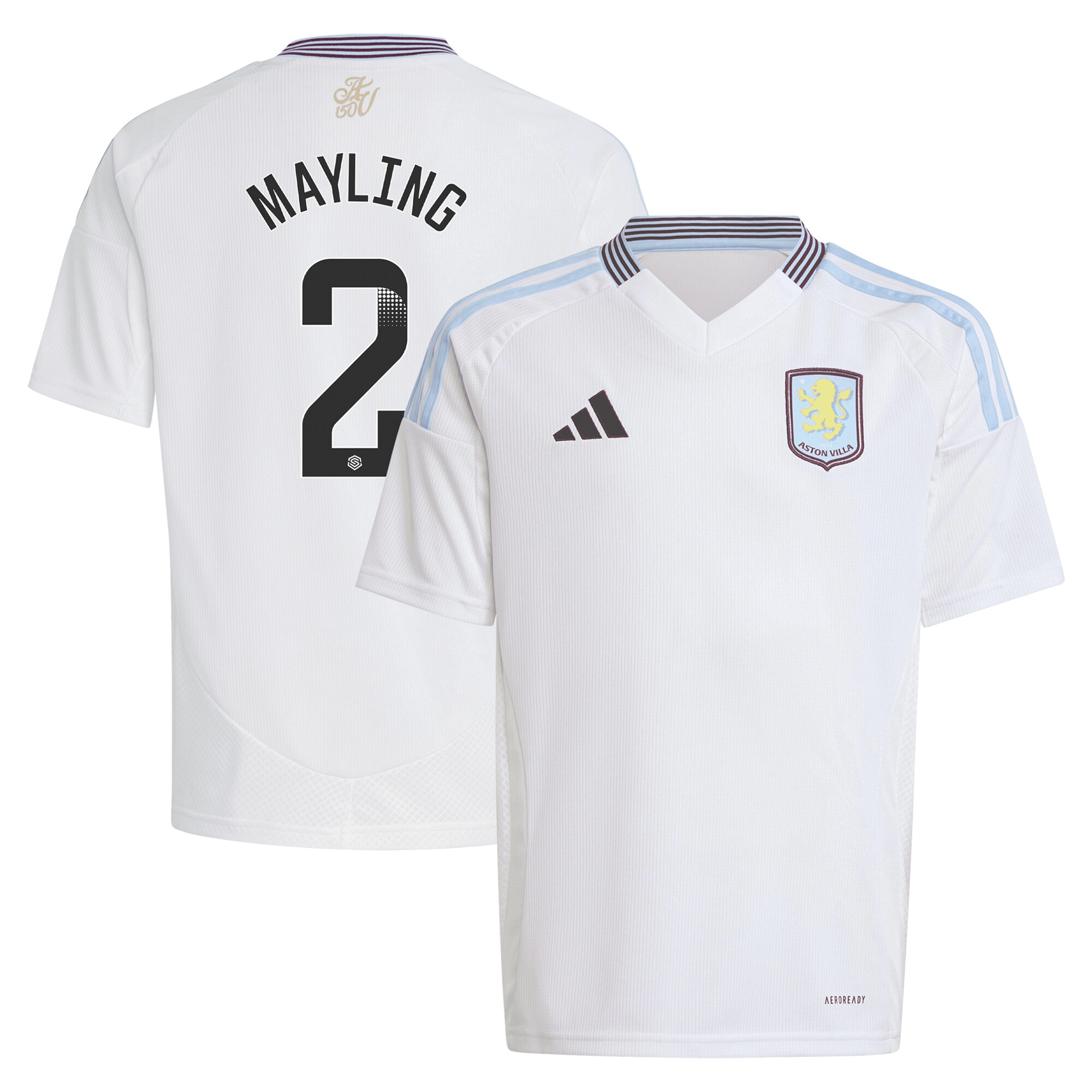 aston villa wsl adidas away shirt 2024-25 – kids with mayling 2 printing Collection | Aston Villa Shirts and Official Gear