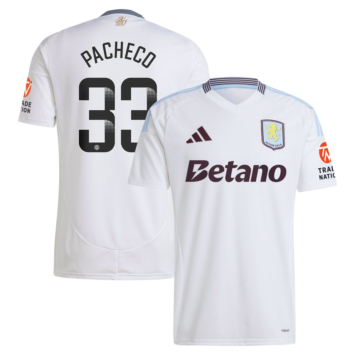 aston villa wsl adidas away shirt 2024-25 with pacheco 33 printing Collection | Aston Villa Shirts and Official Gear