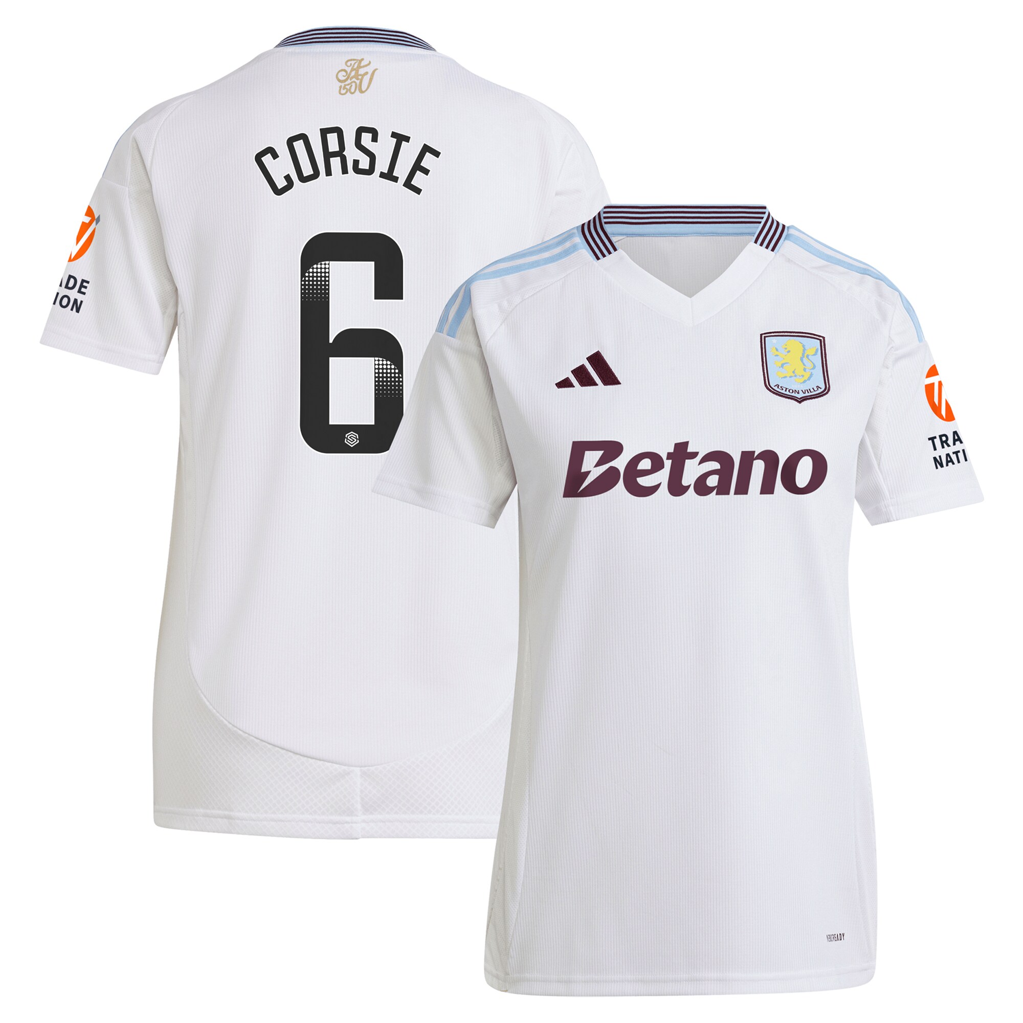aston villa wsl adidas away shirt 2024-25 – womens with corsie 6 printing Collection | Aston Villa Shirts and Official Gear