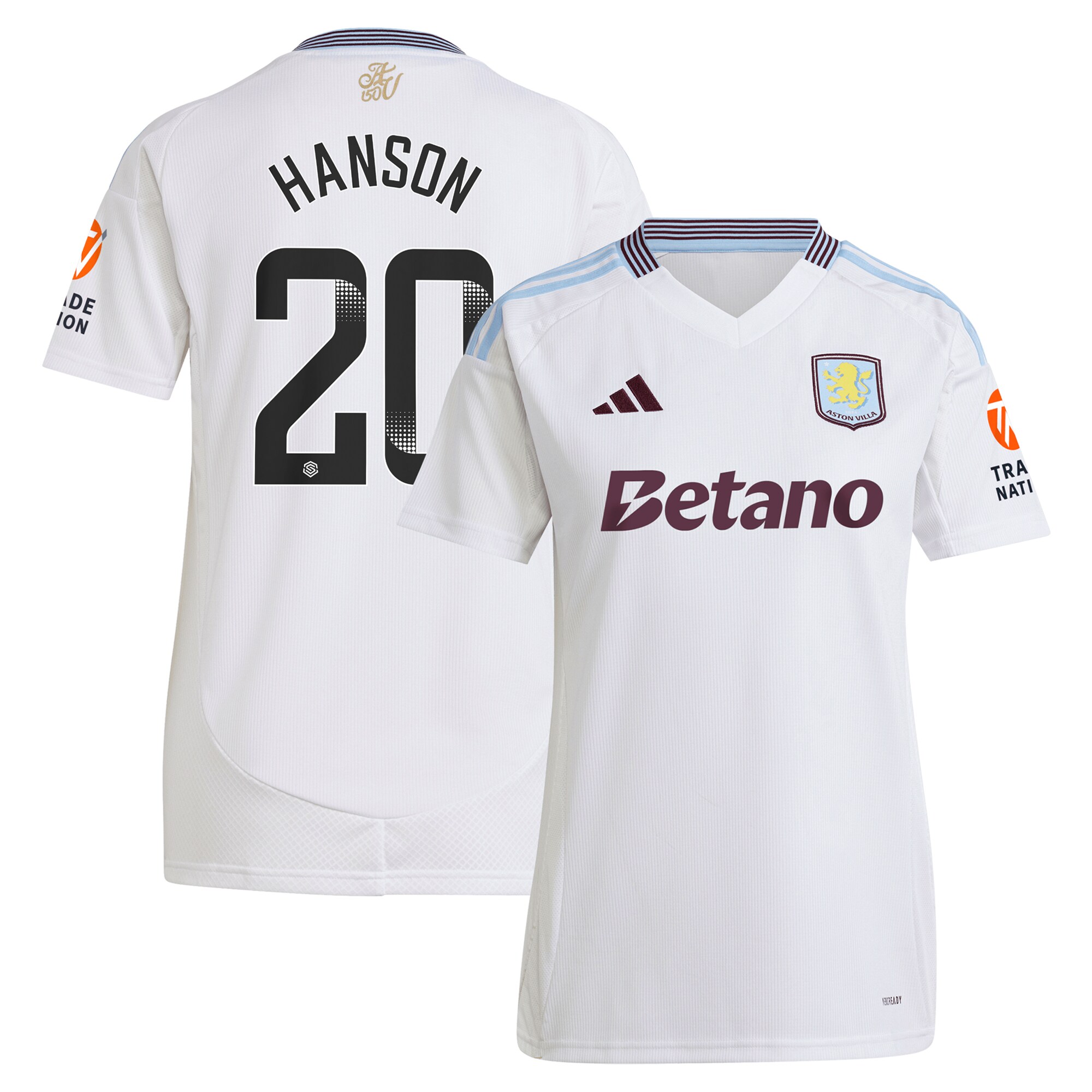 aston villa wsl adidas away shirt 2024-25 – womens with hanson 20 printing Collection | Aston Villa Shirts and Official Gear