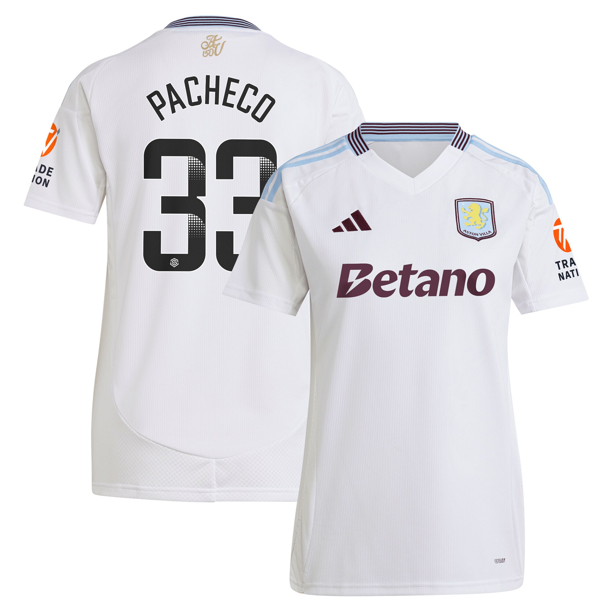 aston villa wsl adidas away shirt 2024-25 – womens with pacheco 33 printing Collection | Aston Villa Shirts and Official Gear