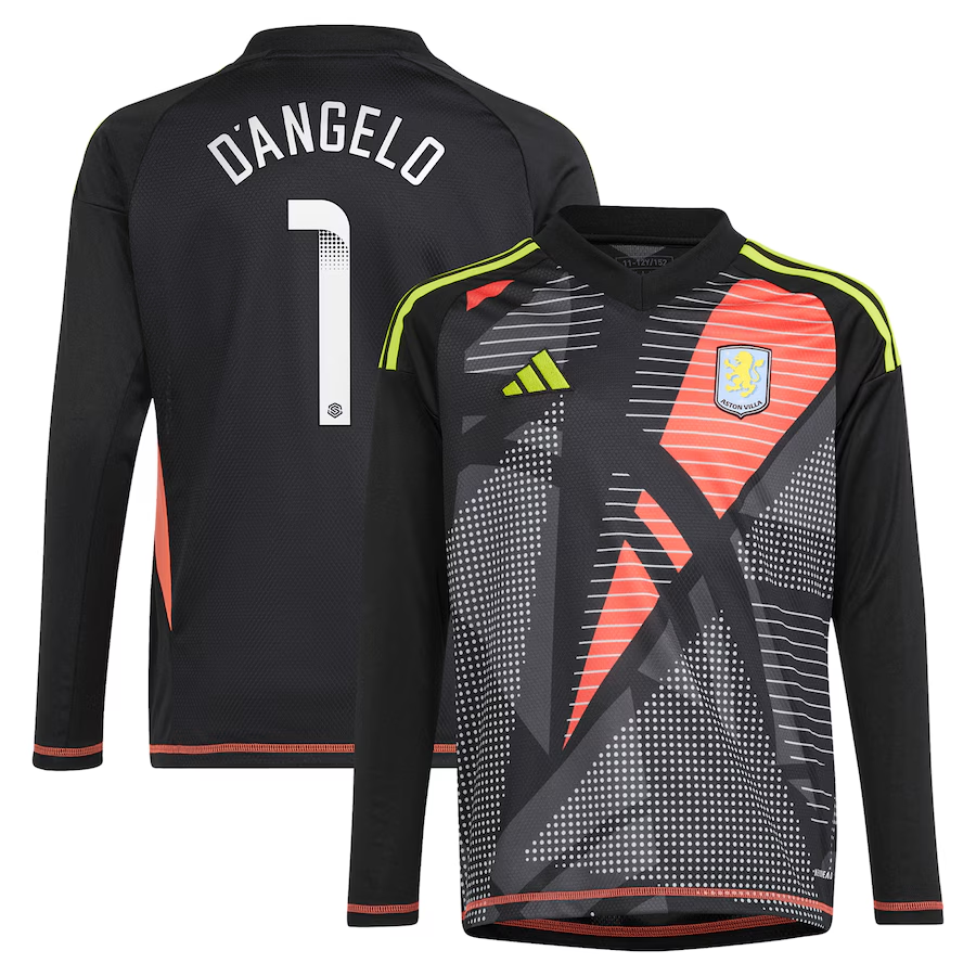 aston villa wsl adidas goalkeeper shirt 2024-25 – long sleeve – kids with d8217angelo 1 printing Collection | Aston Villa Shirts and Official Gear